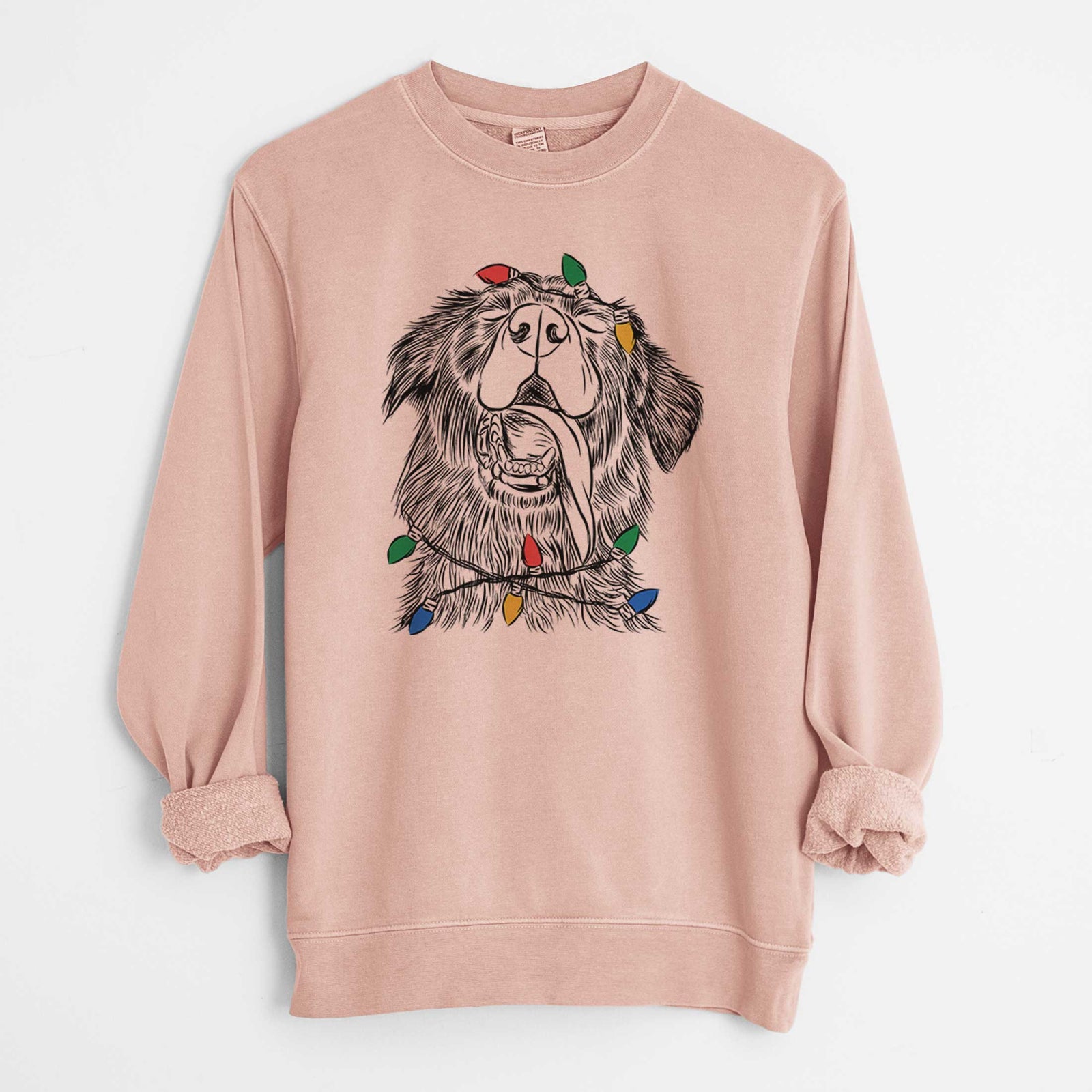 Christmas Lights Quint the Mixed Breed - Unisex Pigment Dyed Crew Sweatshirt