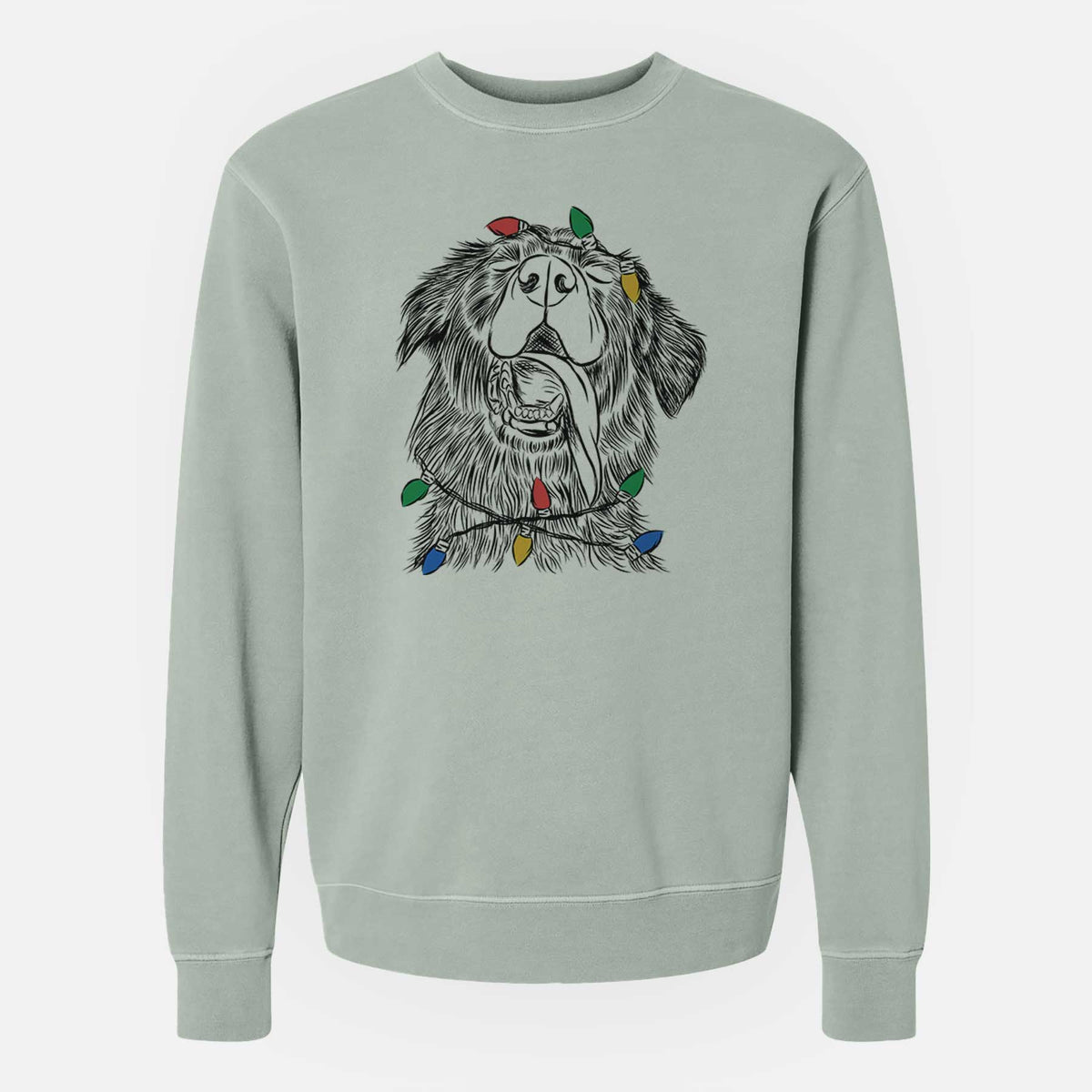 Christmas Lights Quint the Mixed Breed - Unisex Pigment Dyed Crew Sweatshirt