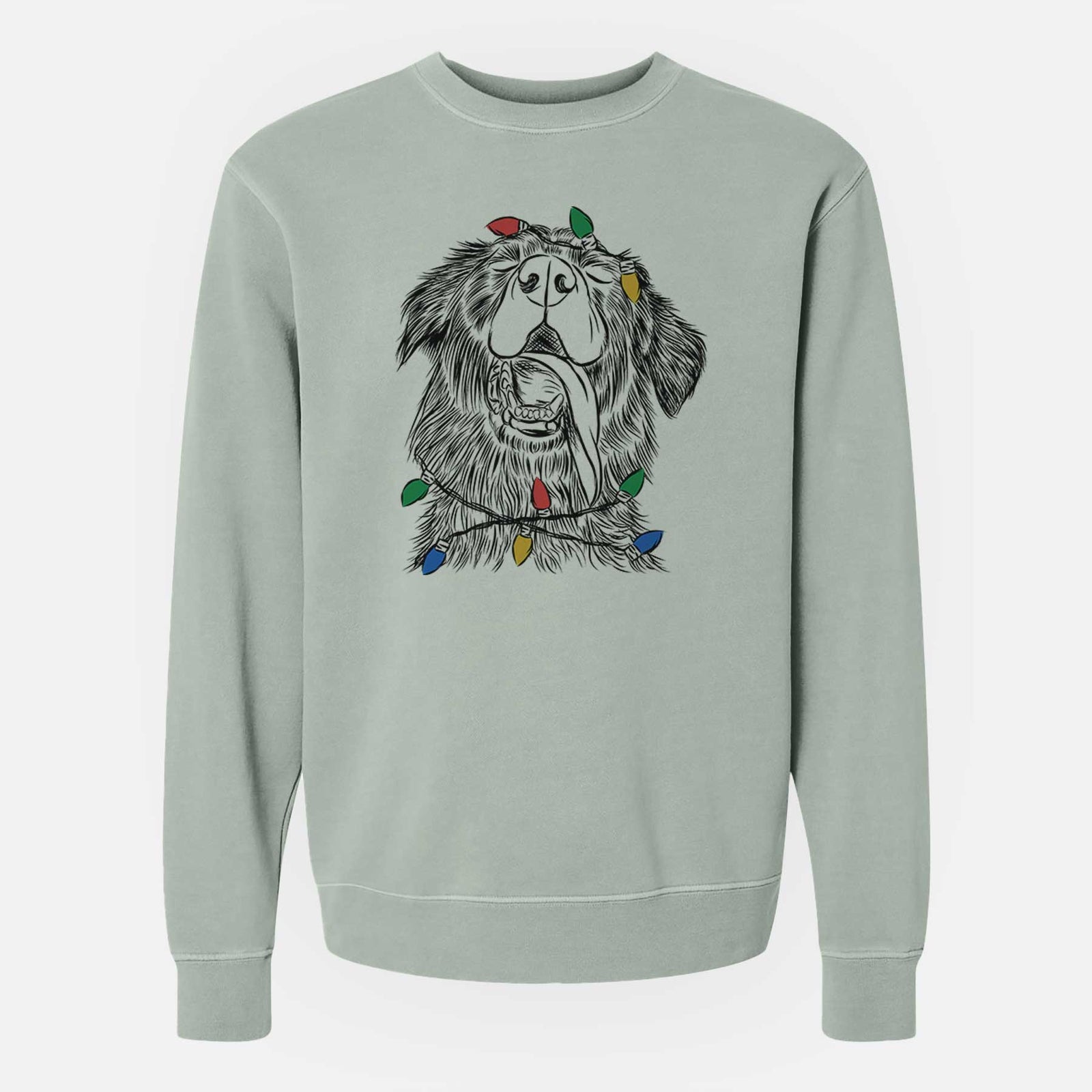 Christmas Lights Quint the Mixed Breed - Unisex Pigment Dyed Crew Sweatshirt