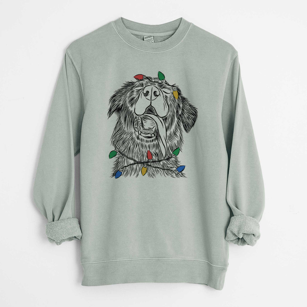 Christmas Lights Quint the Mixed Breed - Unisex Pigment Dyed Crew Sweatshirt
