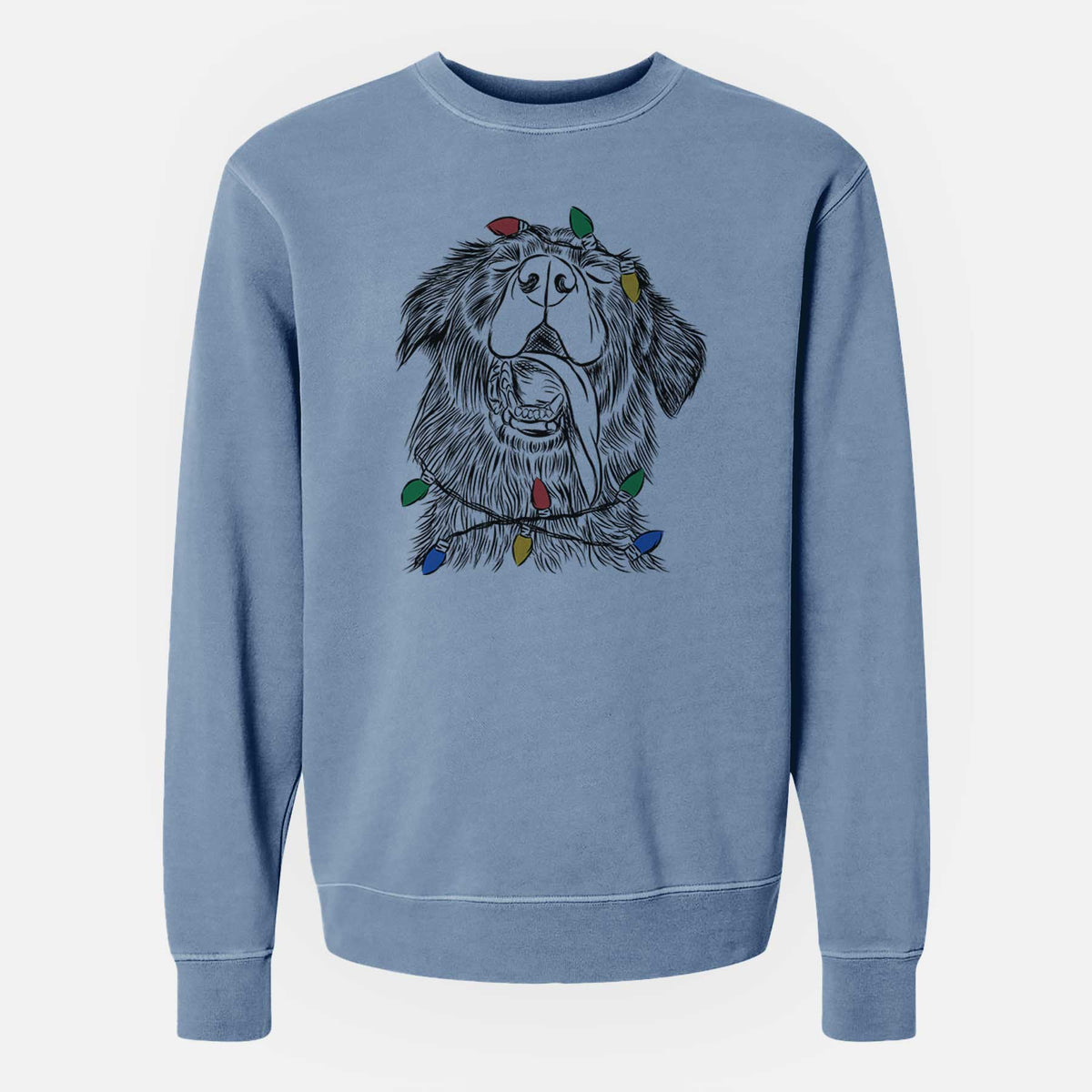 Christmas Lights Quint the Mixed Breed - Unisex Pigment Dyed Crew Sweatshirt