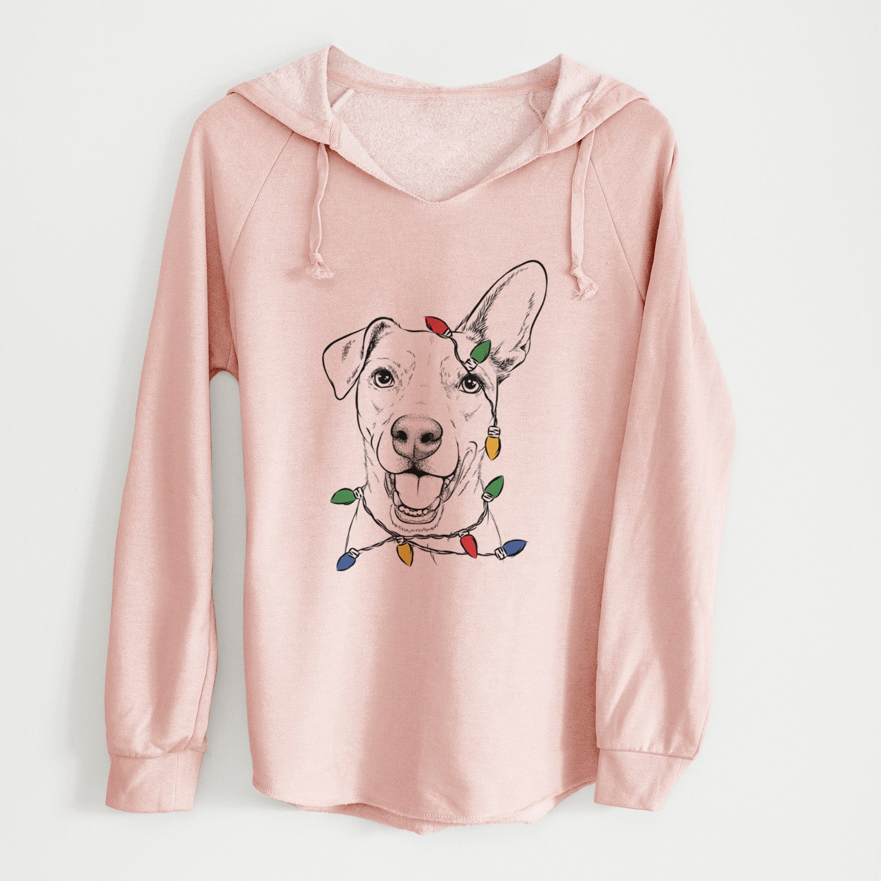 Christmas Lights Radar the Pitbull Mix - Cali Wave Hooded Sweatshirt