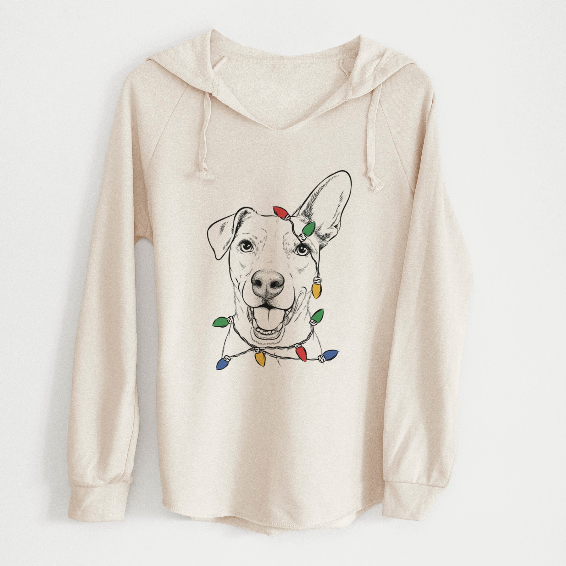 Christmas Lights Radar the Pitbull Mix - Cali Wave Hooded Sweatshirt