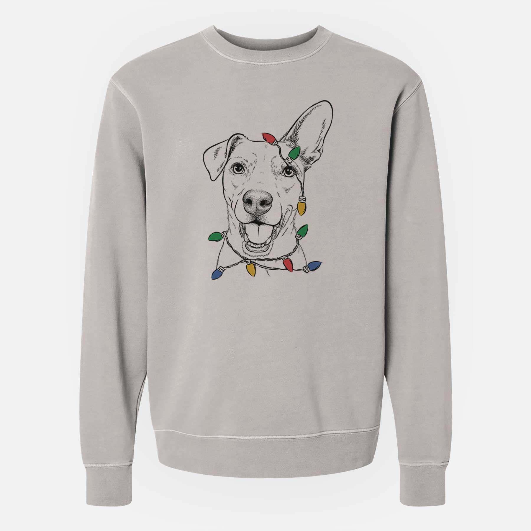 Christmas Lights Radar the Pitbull Mix - Unisex Pigment Dyed Crew Sweatshirt