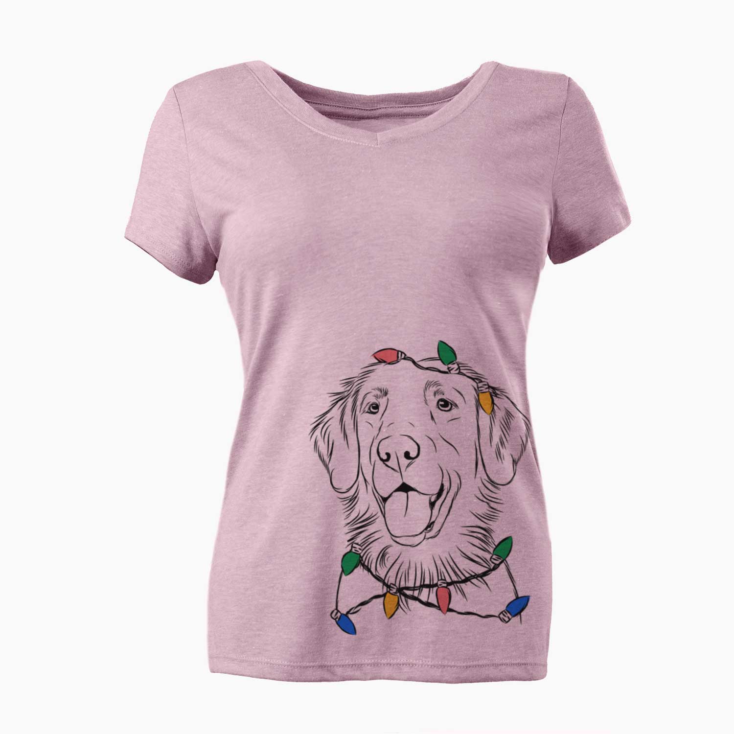 Christmas Lights Raisin the Flat Coated Retriever - Women's V-neck Shirt