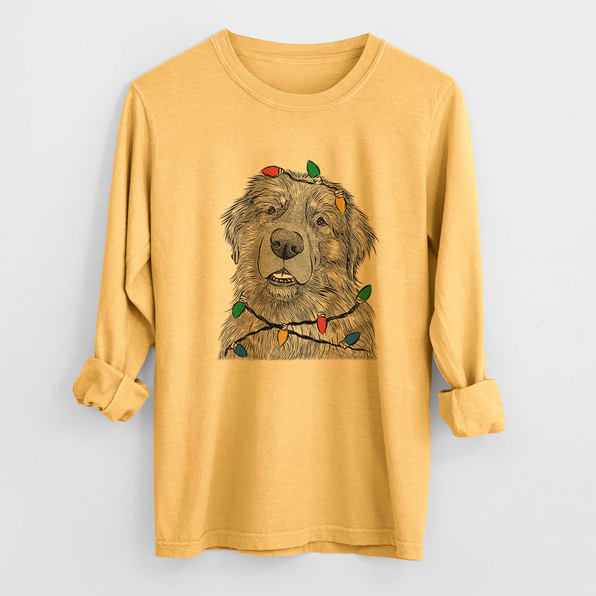 Christmas Lights Ralph the Leonberger - Heavyweight 100% Cotton Long Sleeve