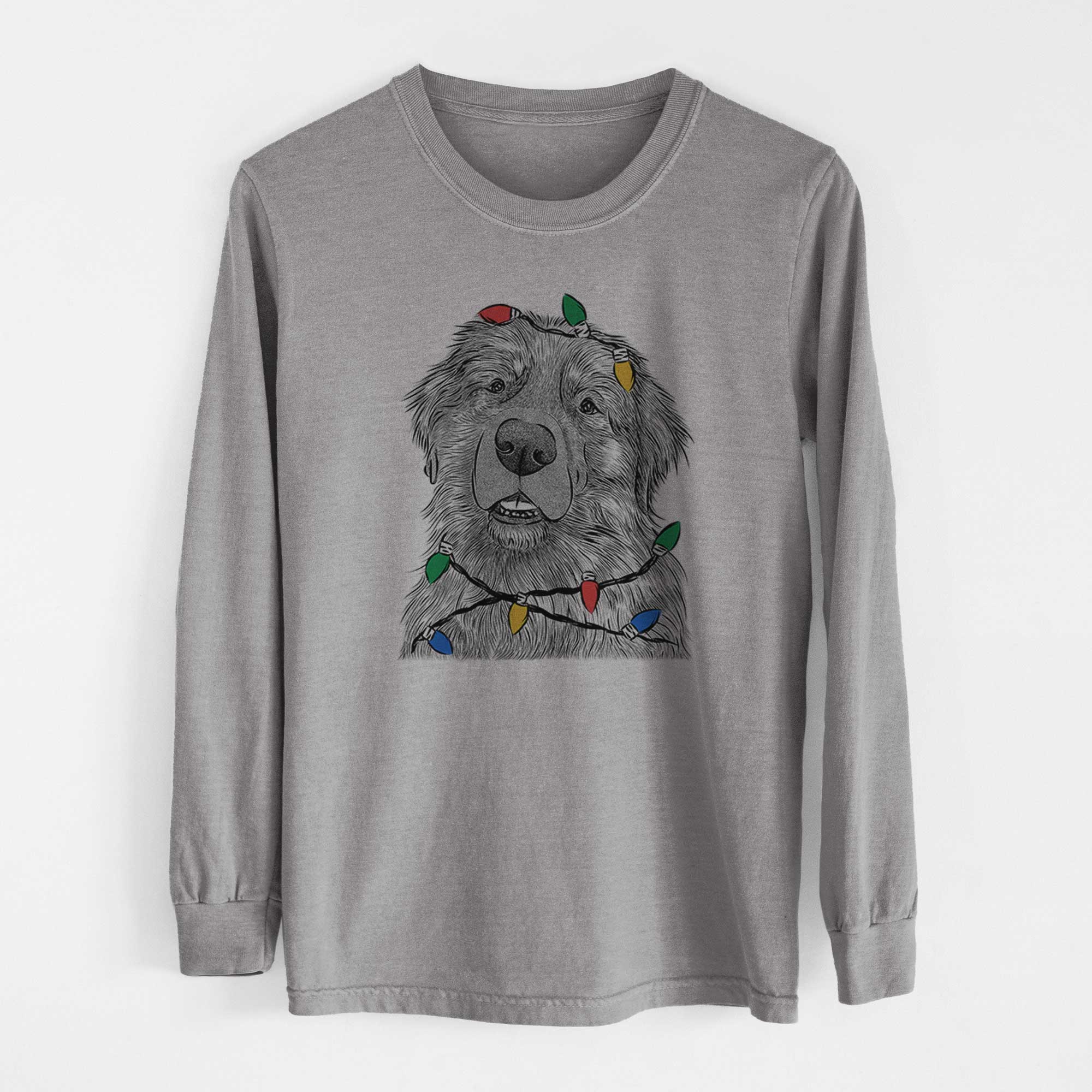 Christmas Lights Ralph the Leonberger - Heavyweight 100% Cotton Long Sleeve