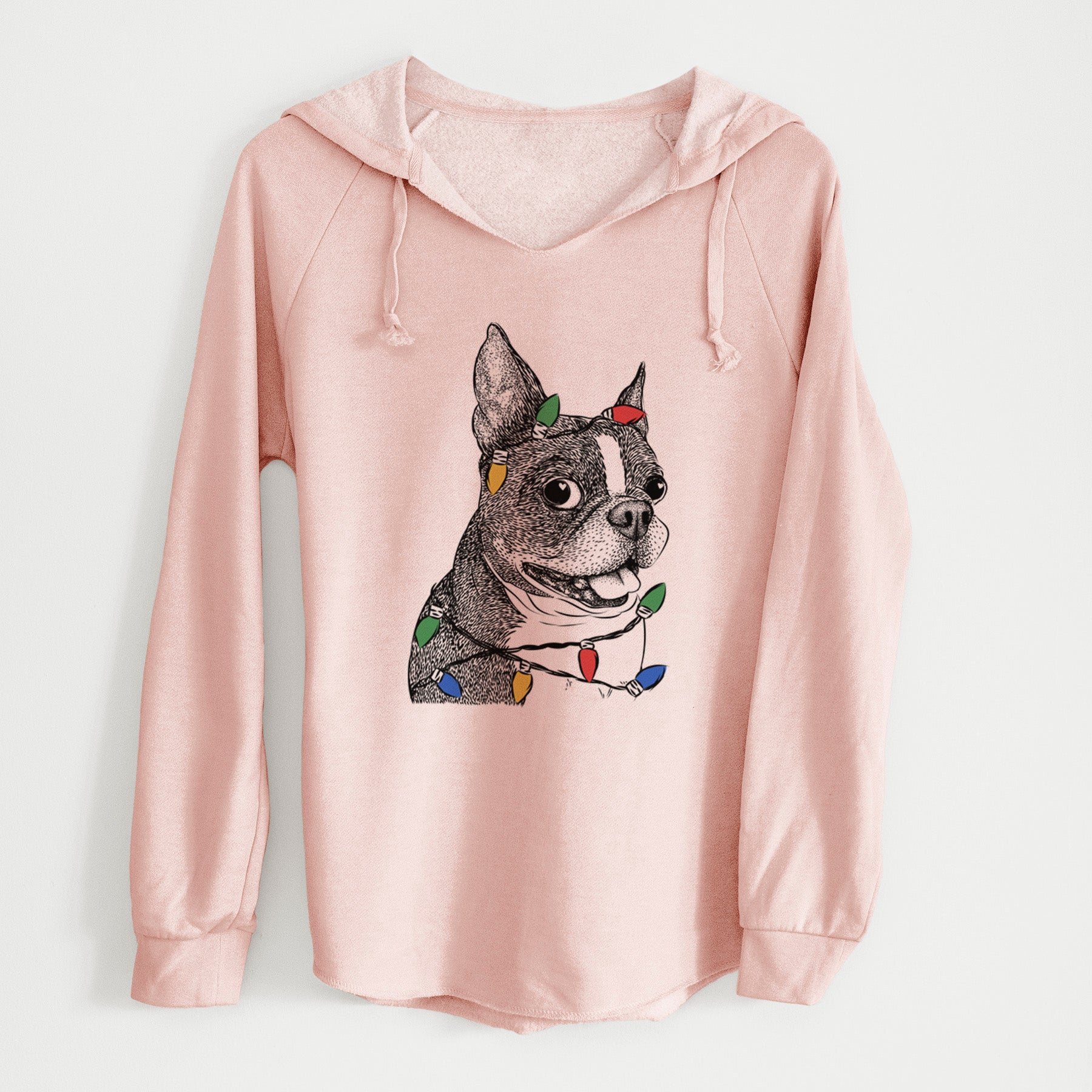 Christmas Lights Ralphie the Boston Terrier - Cali Wave Hooded Sweatshirt