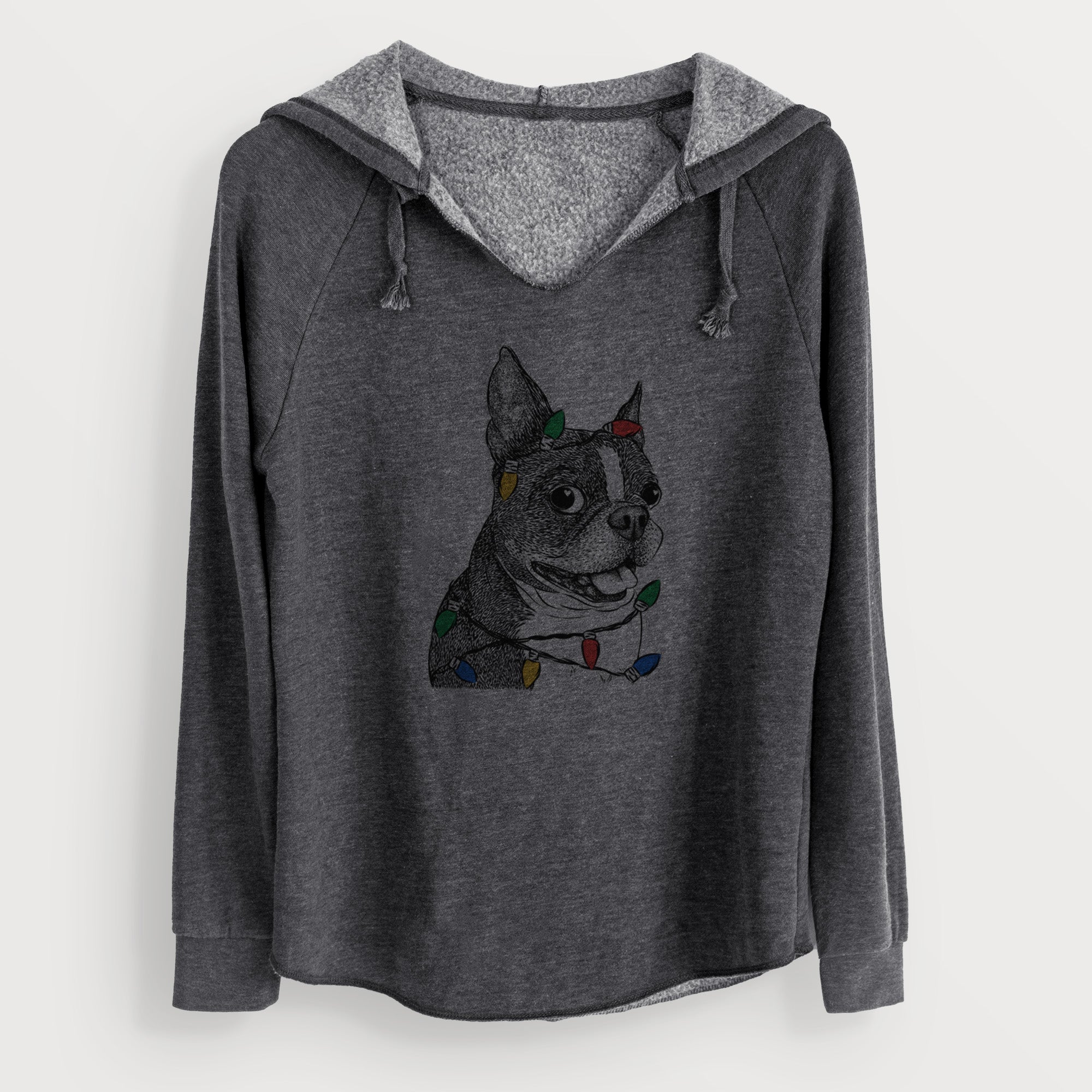 Christmas Lights Ralphie the Boston Terrier - Cali Wave Hooded Sweatshirt