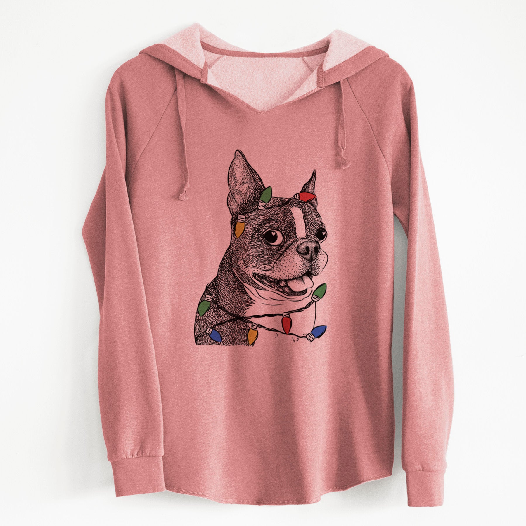 Christmas Lights Ralphie the Boston Terrier - Cali Wave Hooded Sweatshirt