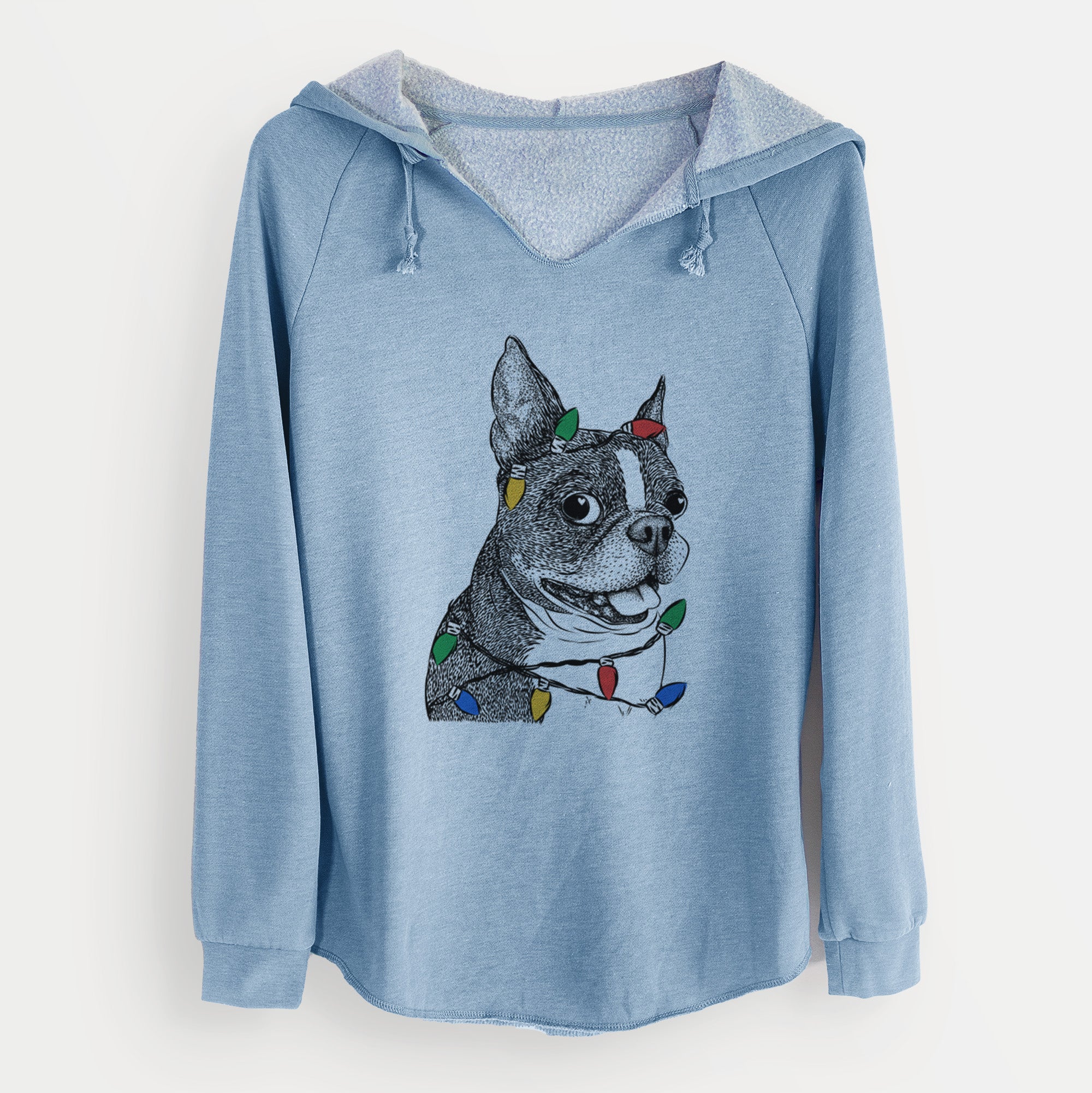 Christmas Lights Ralphie the Boston Terrier - Cali Wave Hooded Sweatshirt