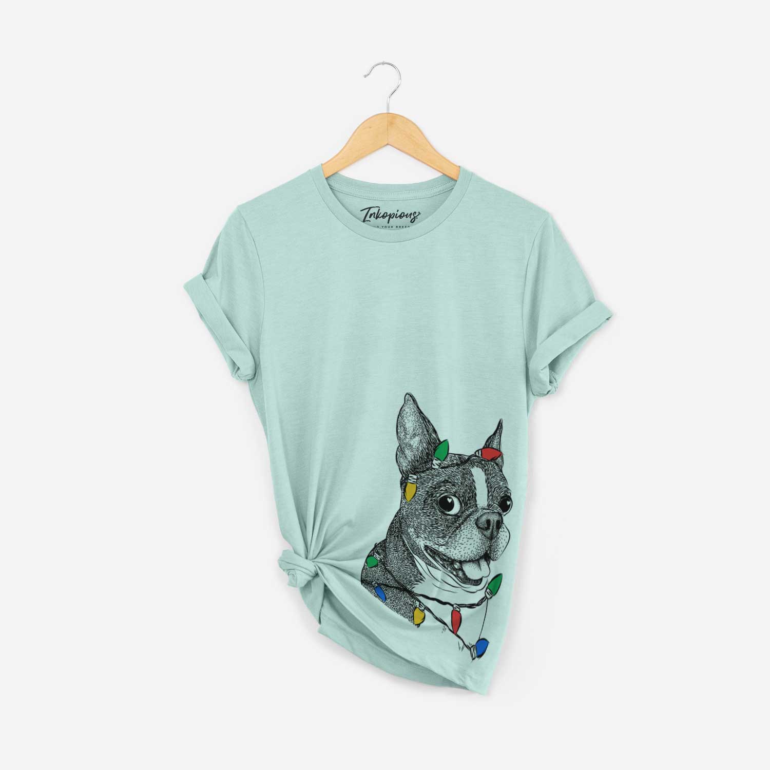 Christmas Lights Ralphie the Boston Terrier - Unisex Crewneck