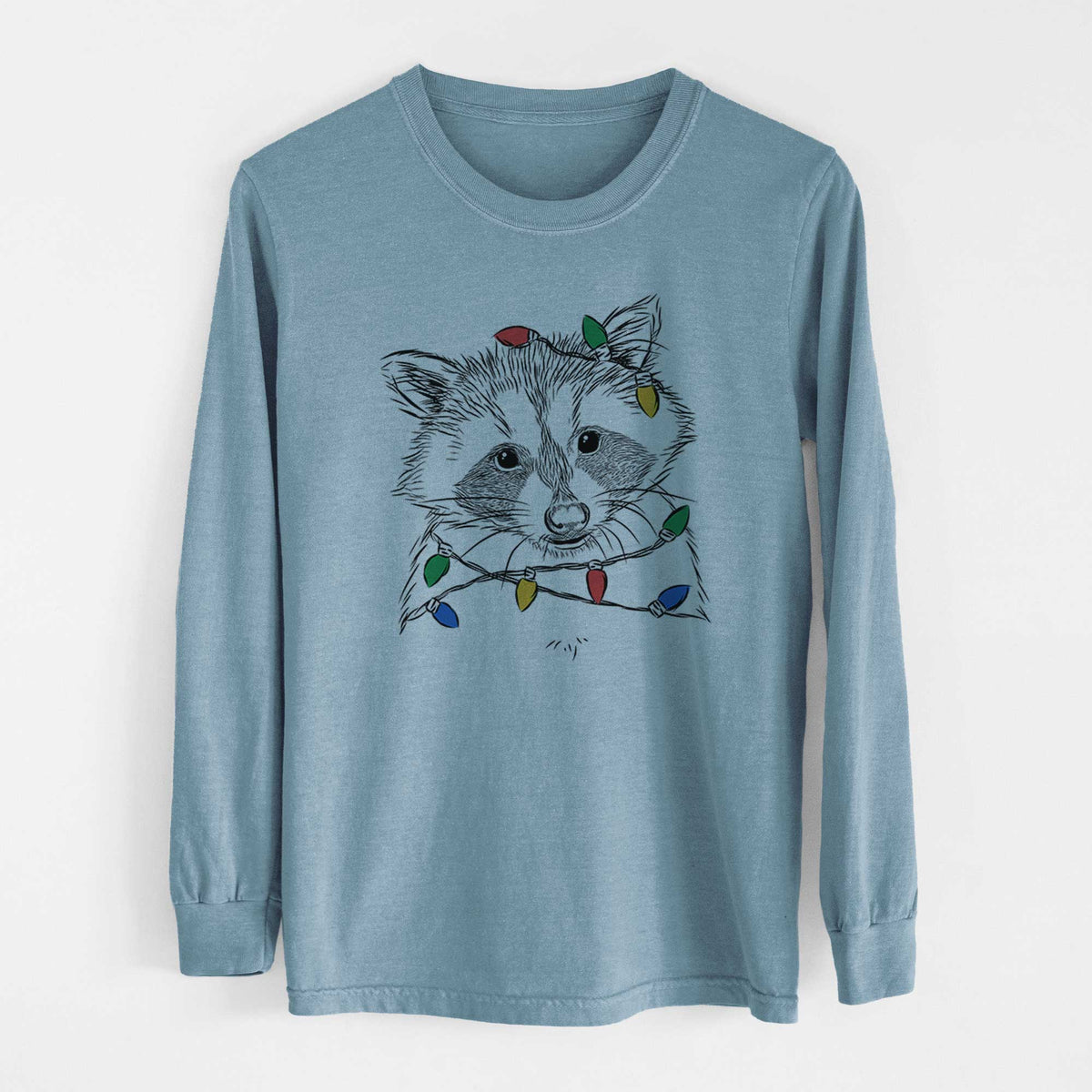 Christmas Lights Randy the Raccoon - Heavyweight 100% Cotton Long Sleeve
