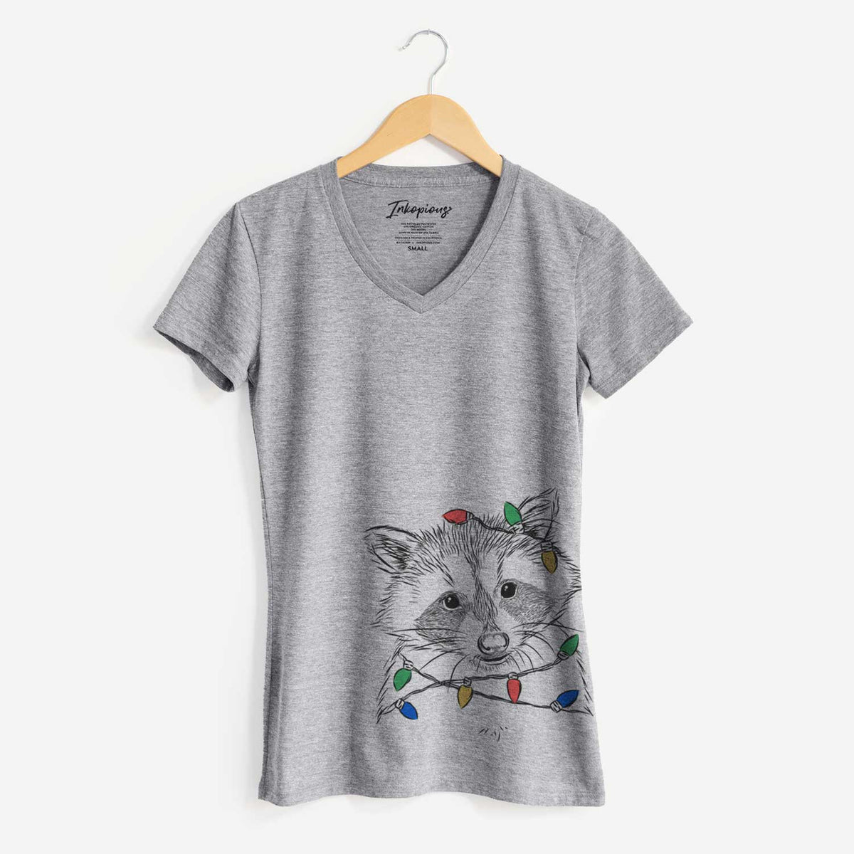 Christmas Lights Randy the Raccoon - Women's V-neck Shirt