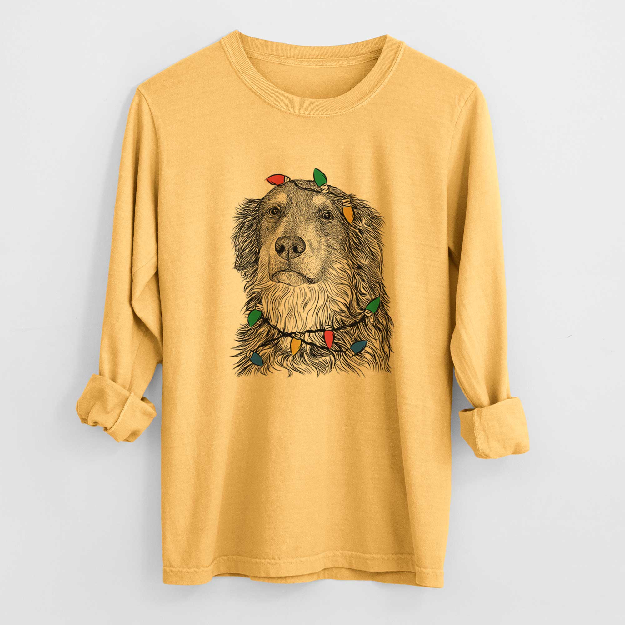 Christmas Lights Ranger the Mixed Breed - Heavyweight 100% Cotton Long Sleeve