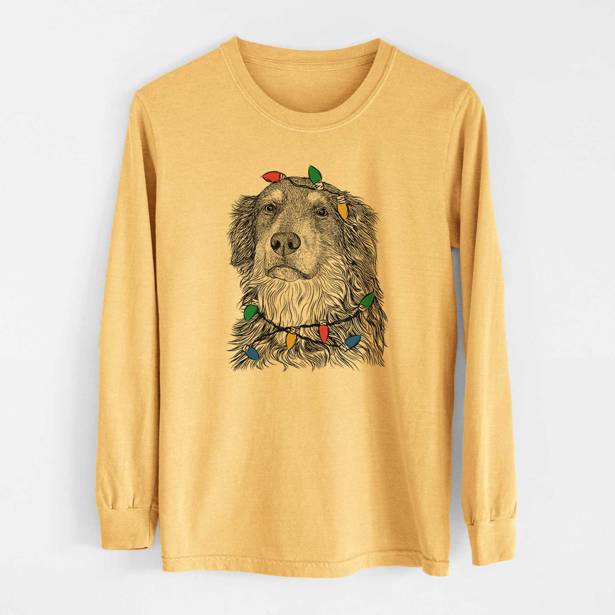 Christmas Lights Ranger the Mixed Breed - Heavyweight 100% Cotton Long Sleeve