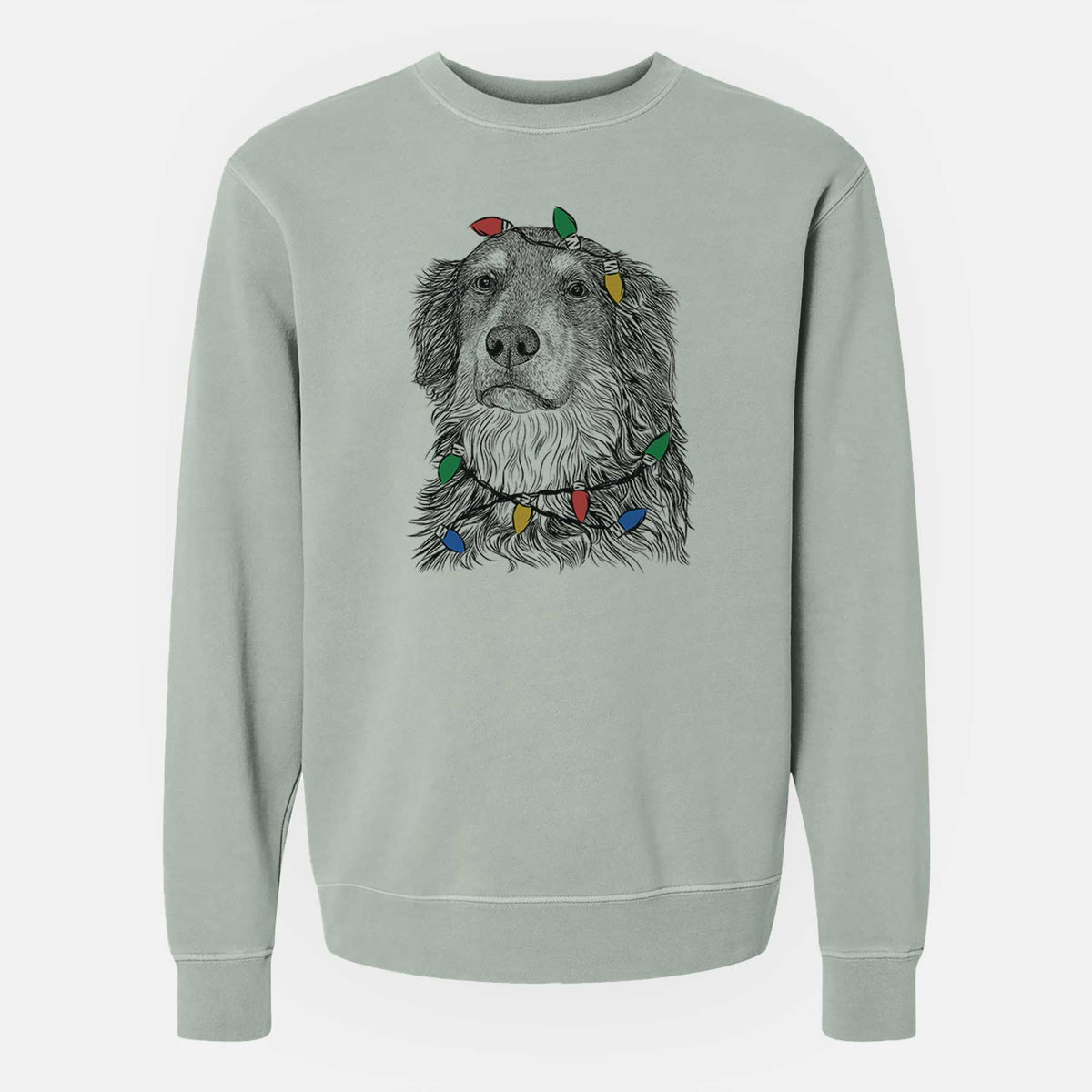 Christmas Lights Ranger the Mixed Breed - Unisex Pigment Dyed Crew Sweatshirt