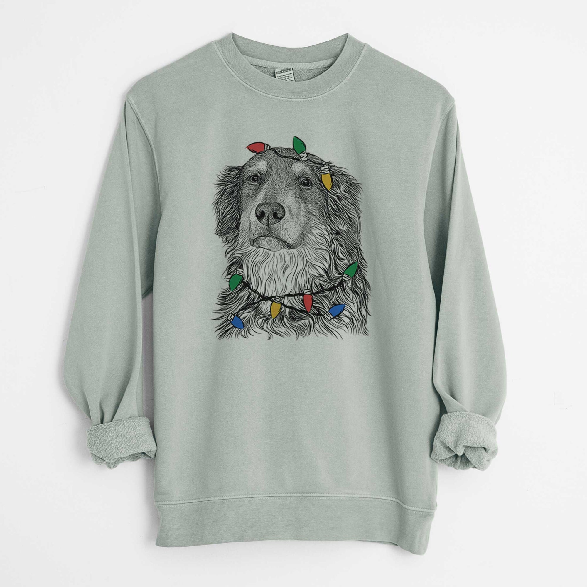 Christmas Lights Ranger the Mixed Breed - Unisex Pigment Dyed Crew Sweatshirt