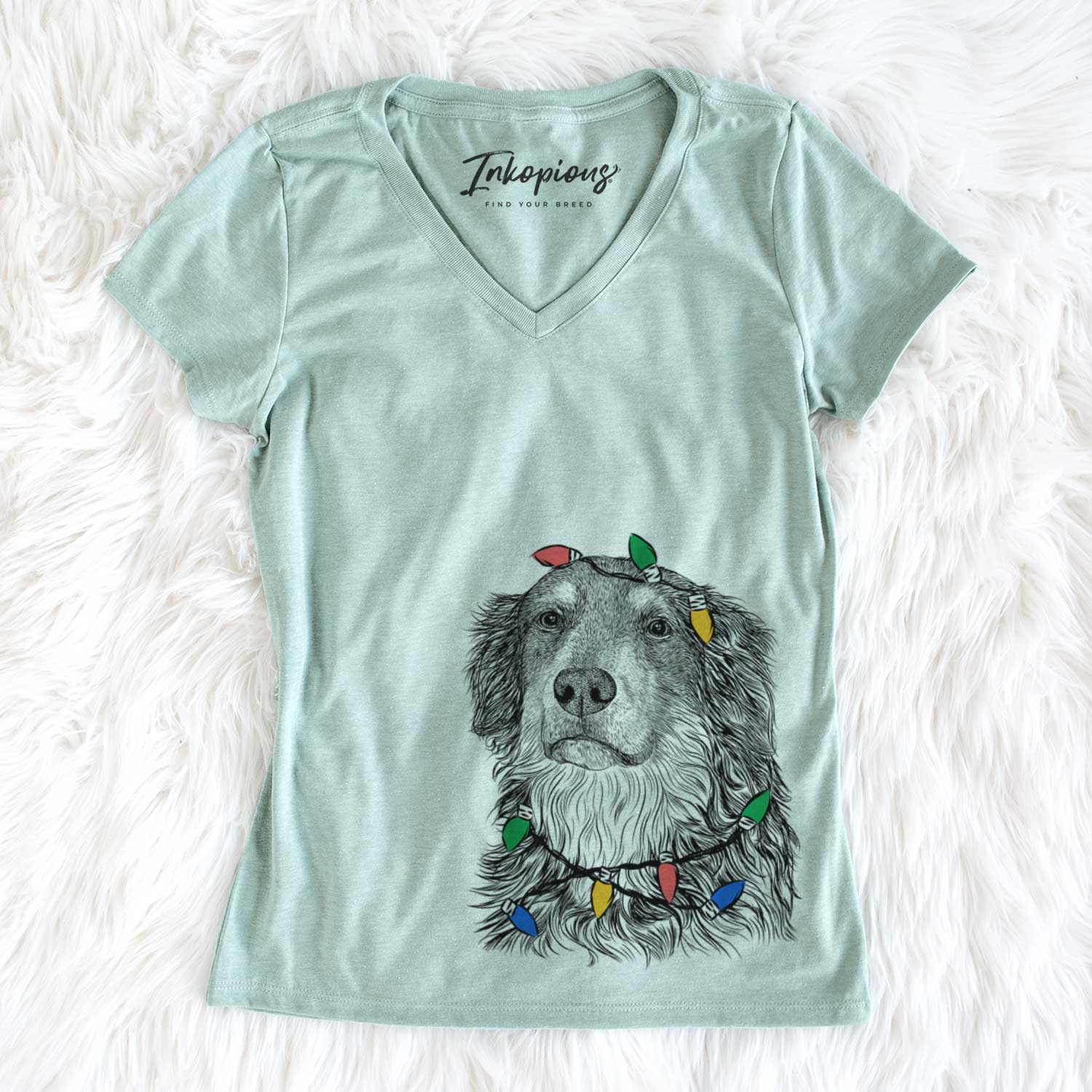 Christmas Lights Ranger the Mixed Breed - Women's V-neck Shirt