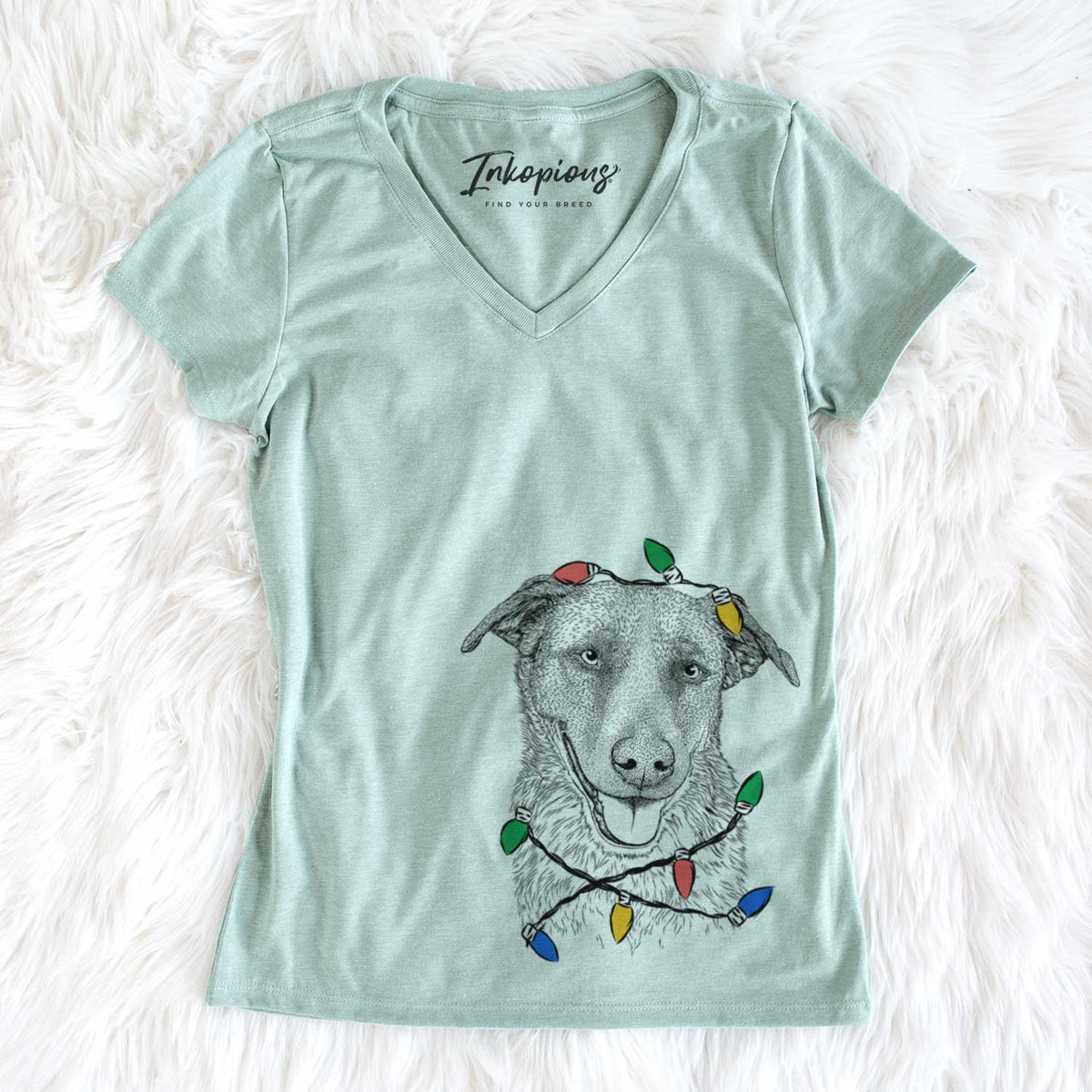Christmas Lights Reef the Mixed Breed - Women&#39;s V-neck Shirt