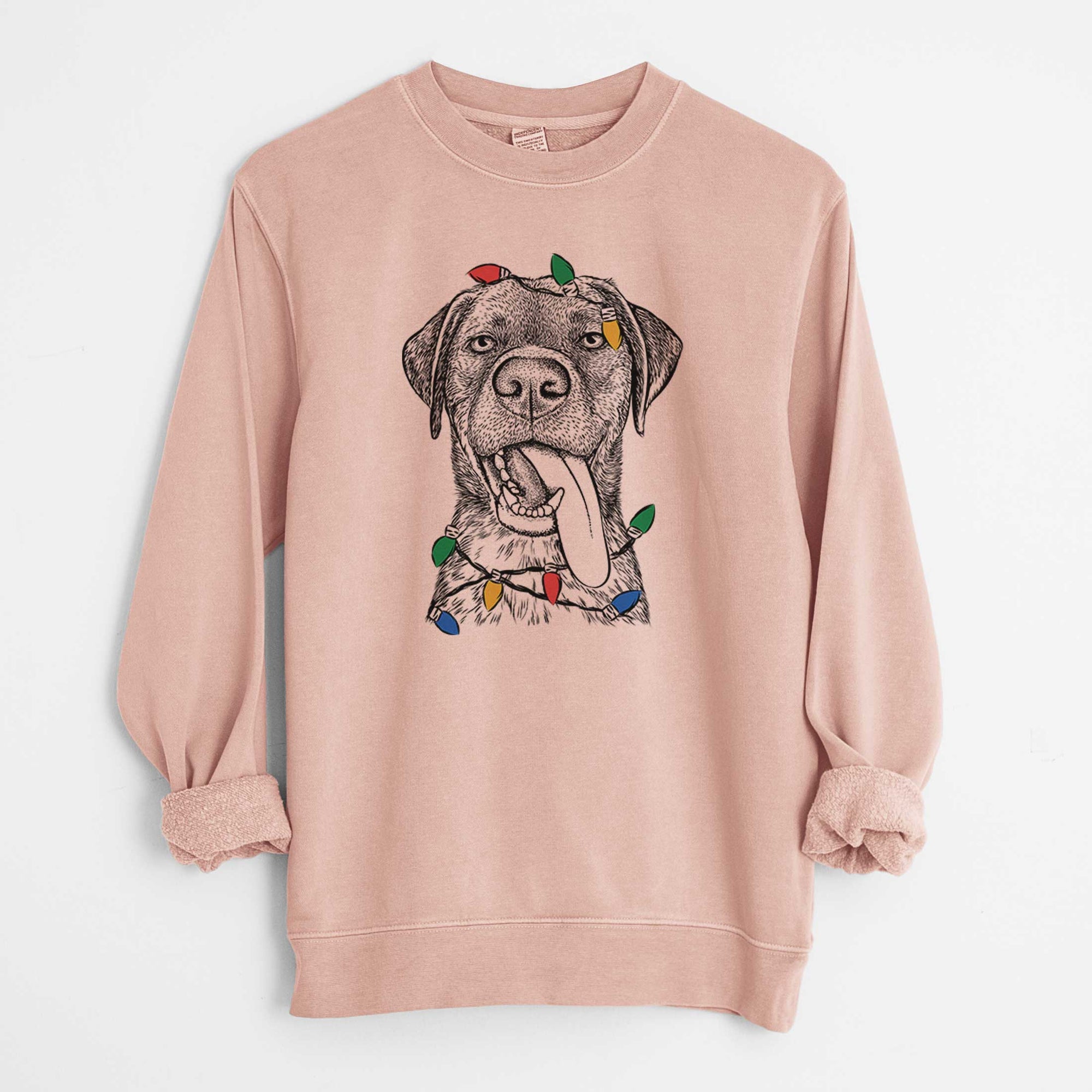 Christmas Lights Reese the Mixed Breed - Unisex Pigment Dyed Crew Sweatshirt