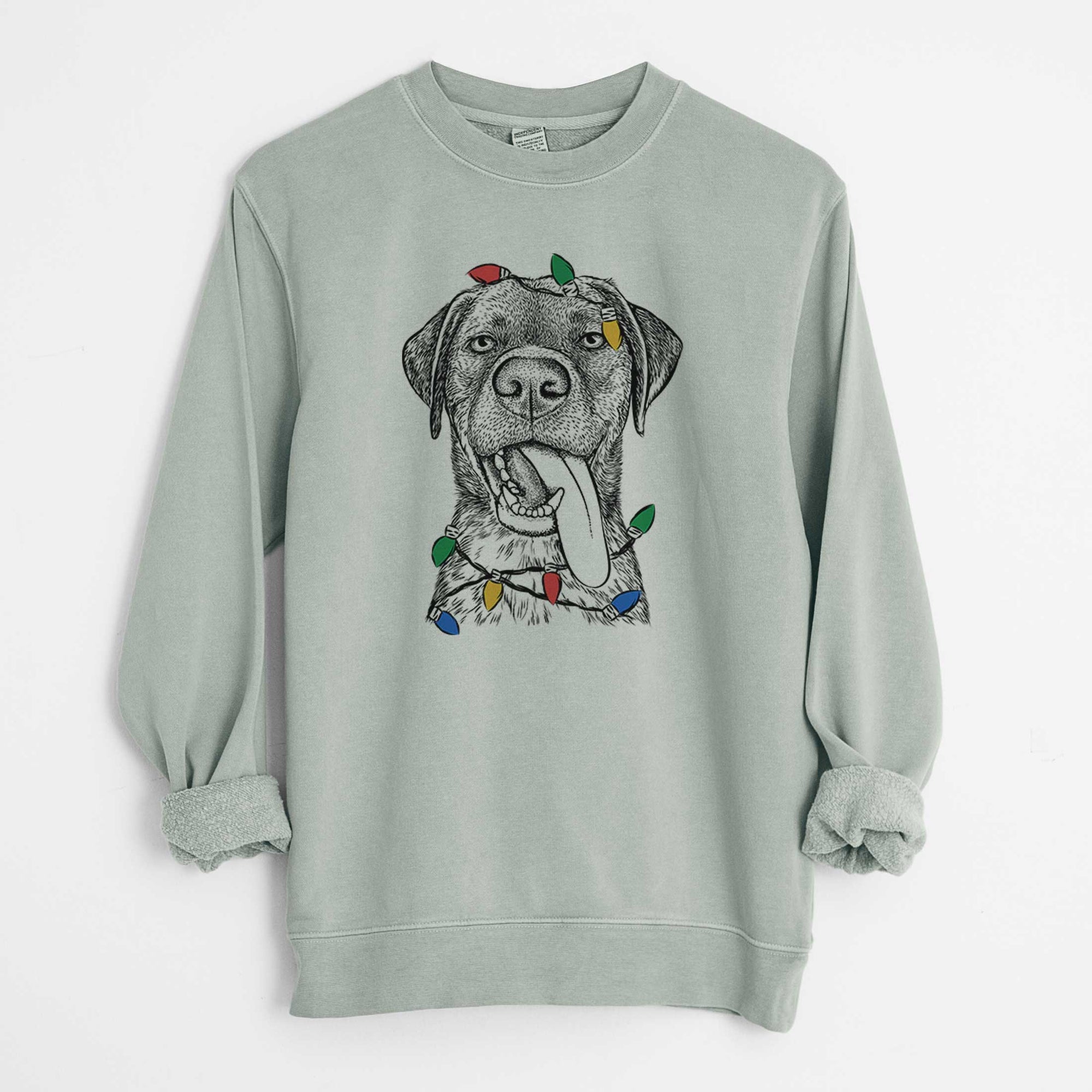 Christmas Lights Reese the Mixed Breed - Unisex Pigment Dyed Crew Sweatshirt