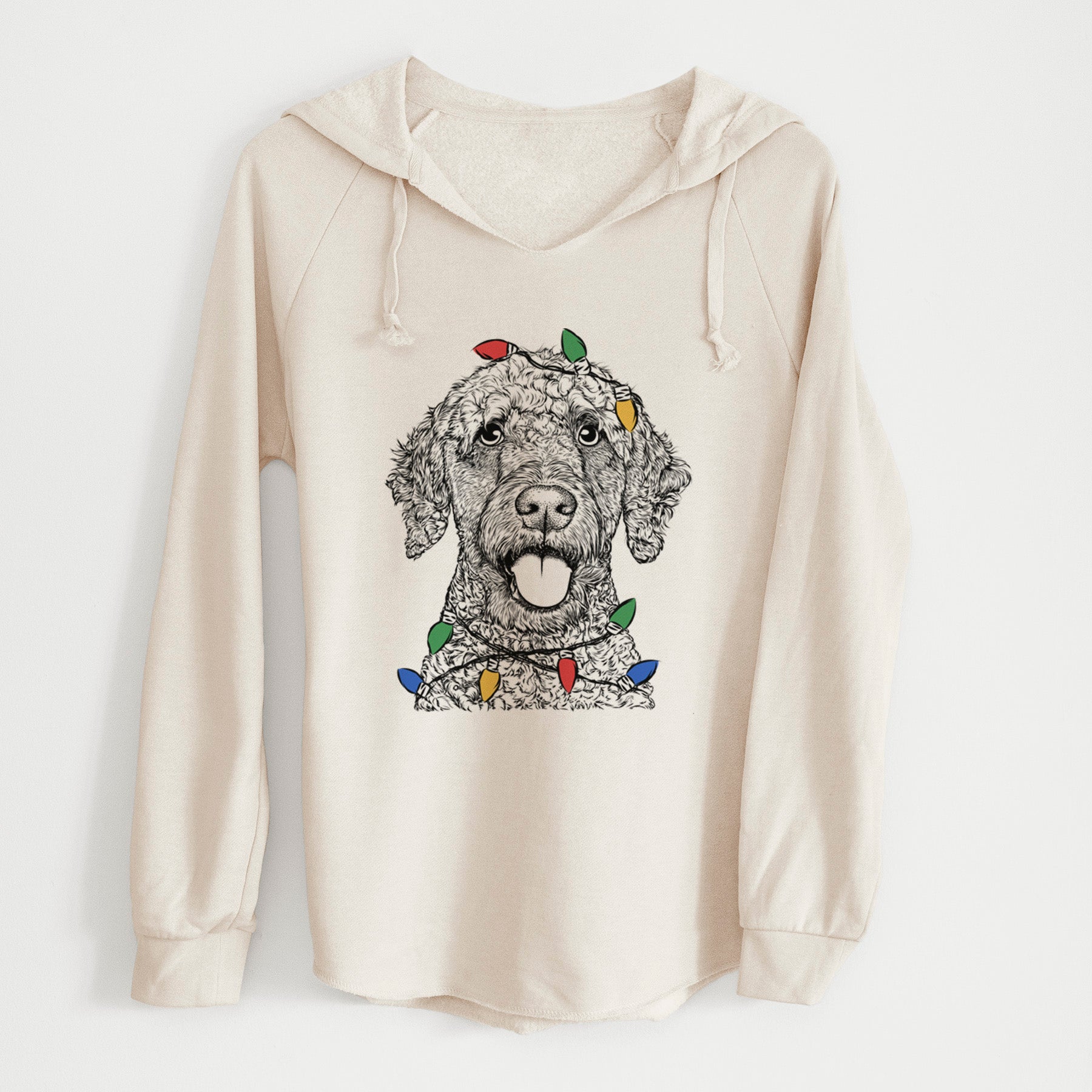 Christmas Lights Reina the Spanish Water Dog - Cali Wave Hooded Sweatshirt