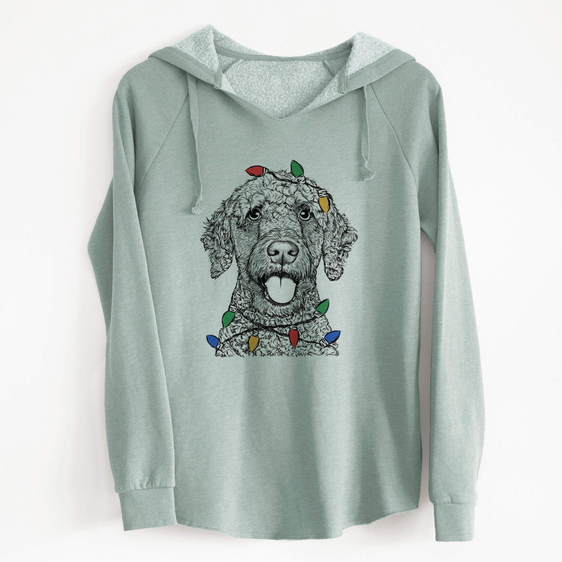 Christmas Lights Reina the Spanish Water Dog - Cali Wave Hooded Sweatshirt