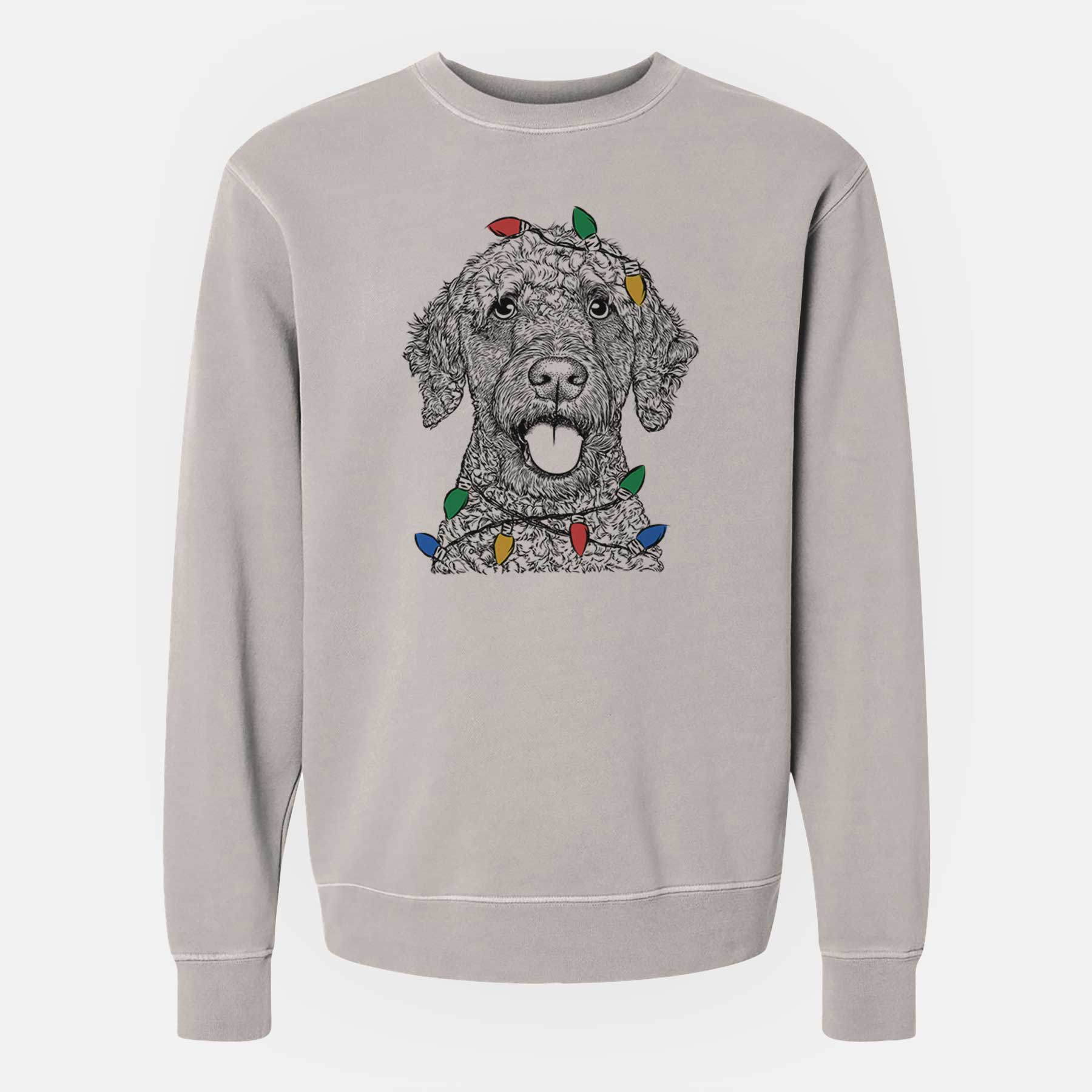 Christmas Lights Reina the Spanish Water Dog - Unisex Pigment Dyed Crew Sweatshirt