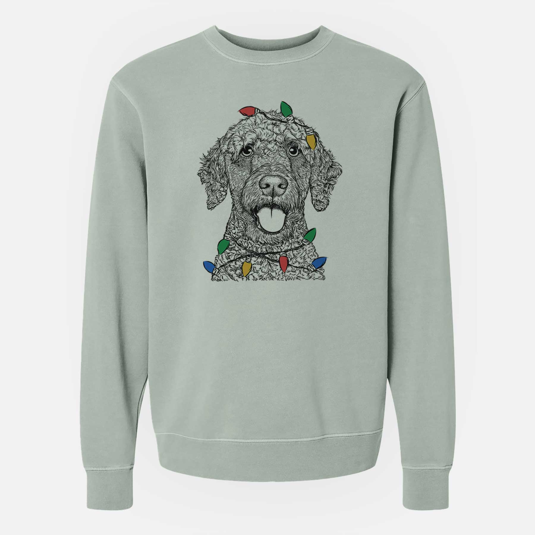 Christmas Lights Reina the Spanish Water Dog - Unisex Pigment Dyed Crew Sweatshirt