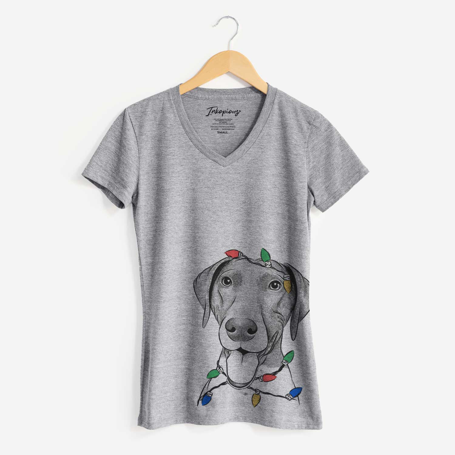 Christmas Lights Remi the German Shorthaired Pointer - Women's V-neck Shirt