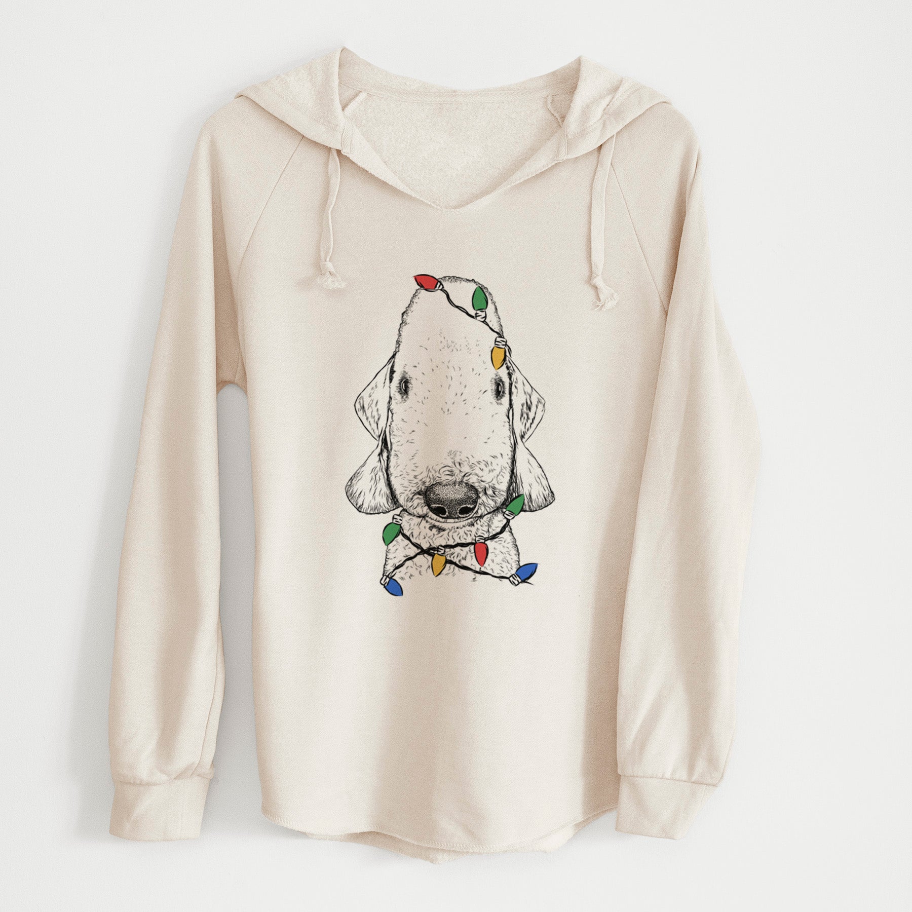 Christmas Lights Remington the Bedlington Terrier - Cali Wave Hooded Sweatshirt