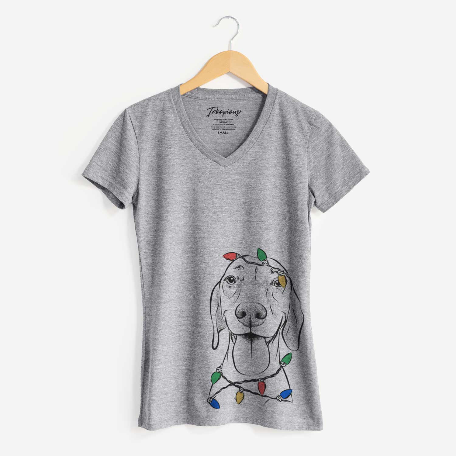 Christmas Lights Remington the Vizsla - Women's V-neck Shirt