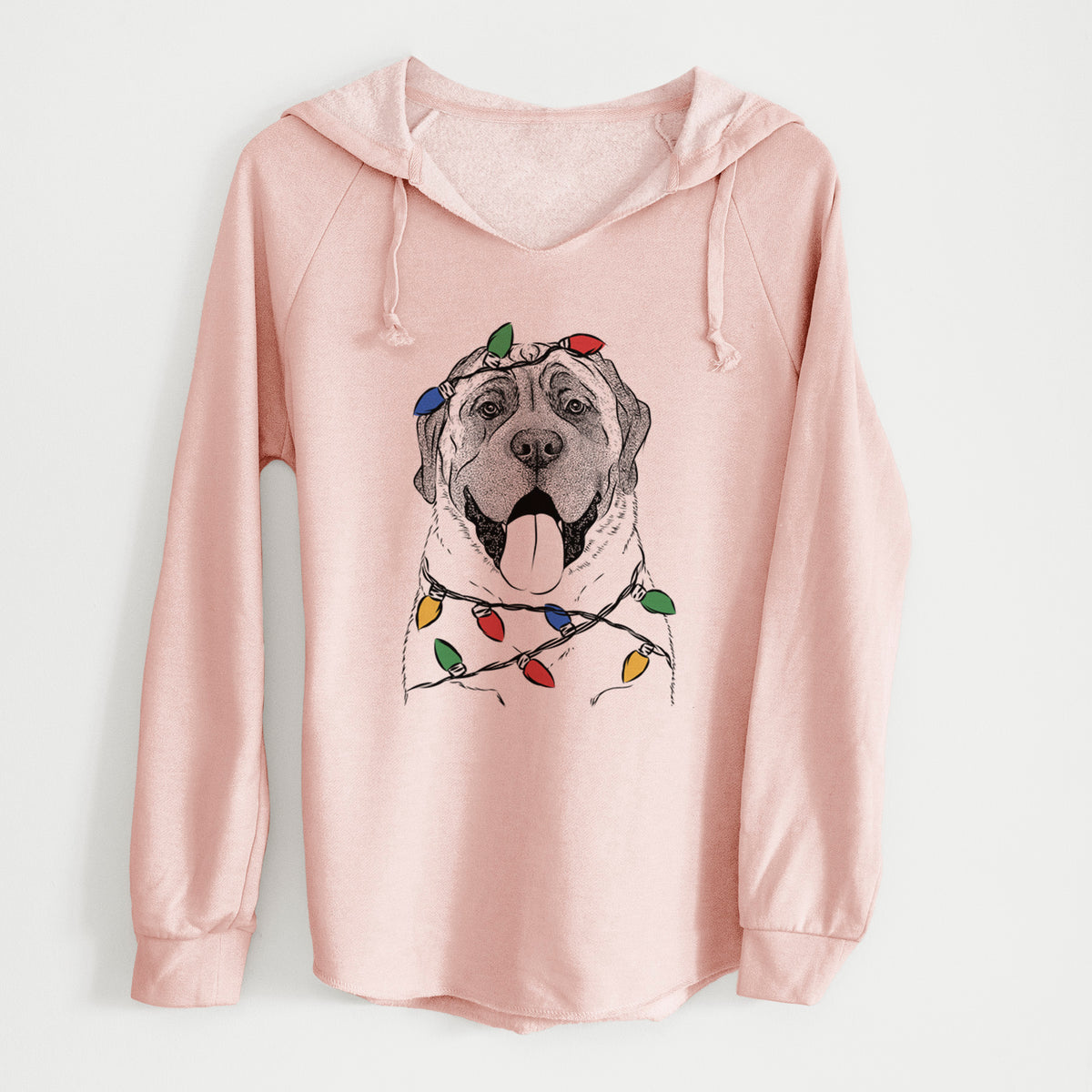 Christmas Lights Remmie the English Mastiff - Cali Wave Hooded Sweatshirt