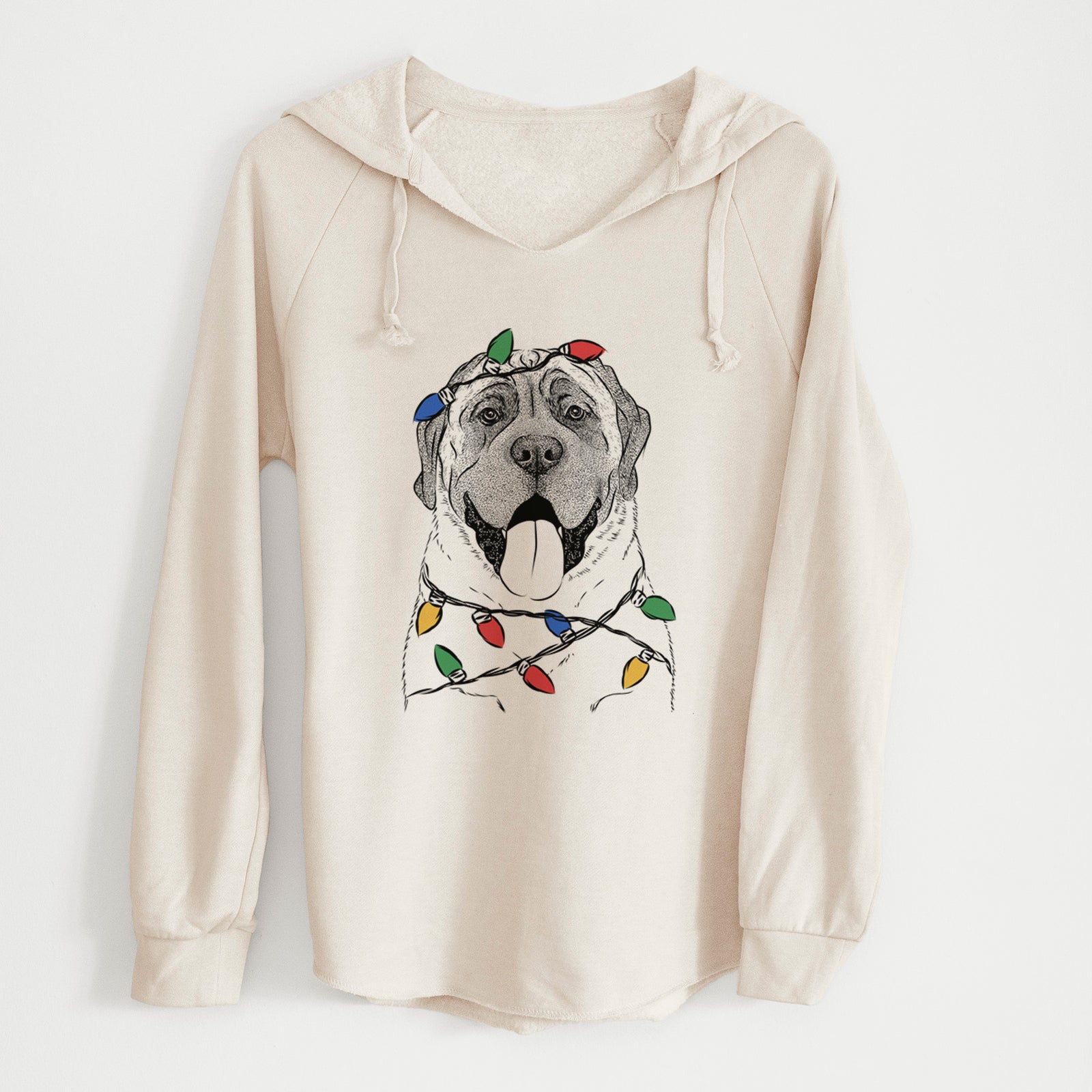 Christmas Lights Remmie the English Mastiff - Cali Wave Hooded Sweatshirt