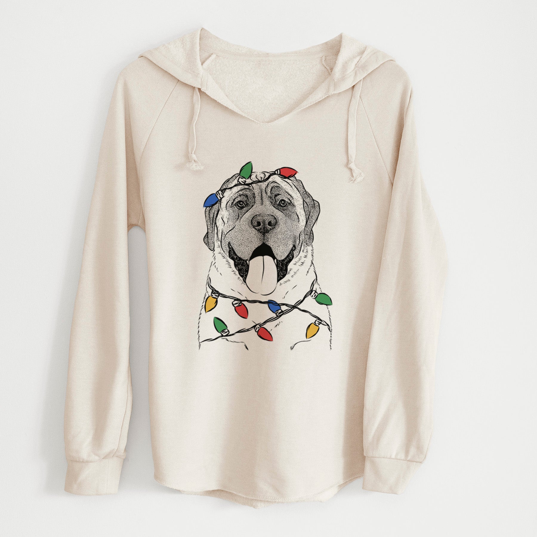 Christmas Lights Remmie the English Mastiff - Cali Wave Hooded Sweatshirt
