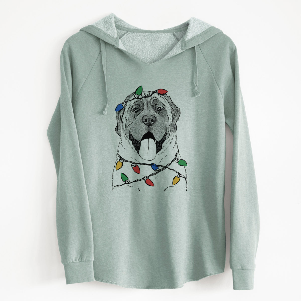 Christmas Lights Remmie the English Mastiff - Cali Wave Hooded Sweatshirt