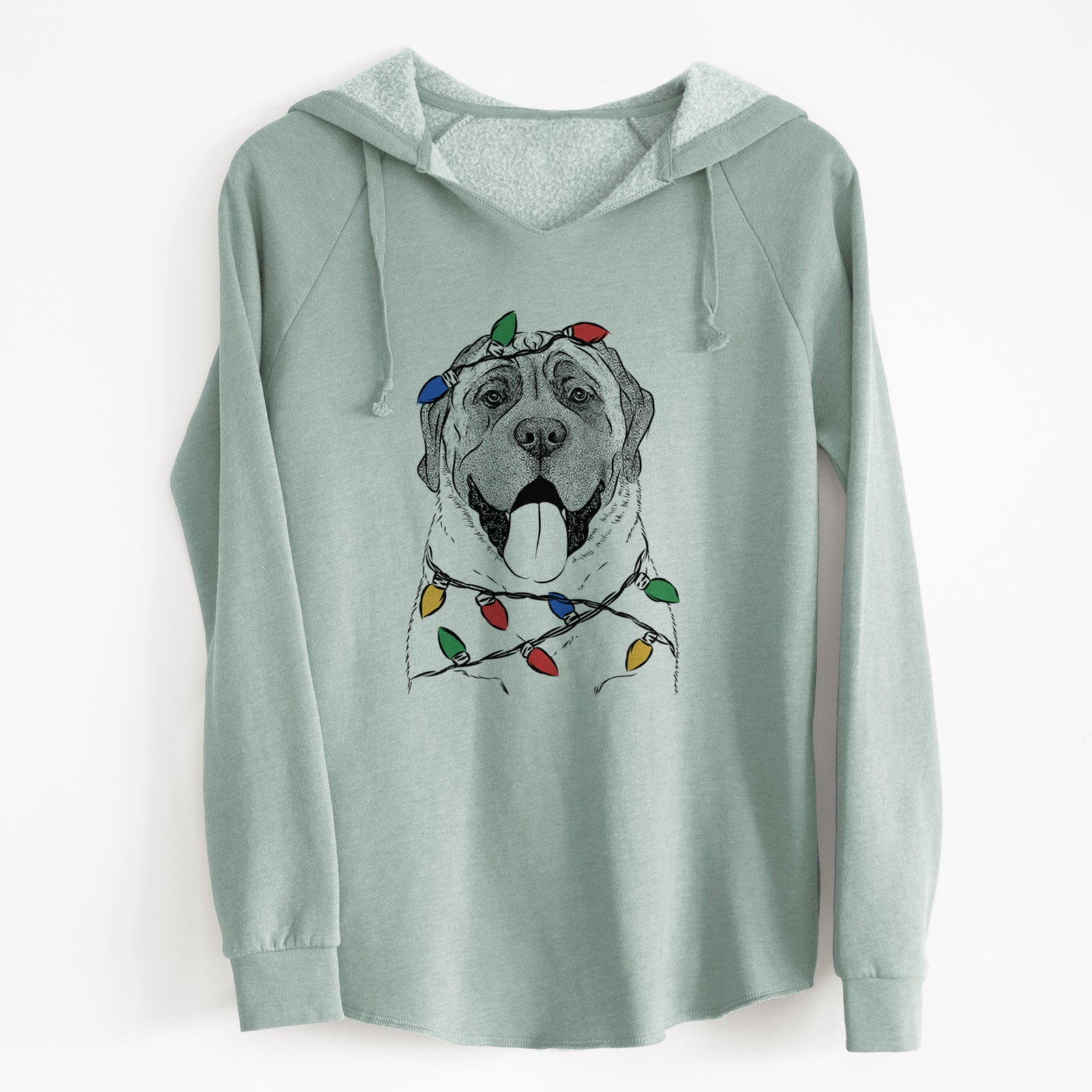 Christmas Lights Remmie the English Mastiff - Cali Wave Hooded Sweatshirt