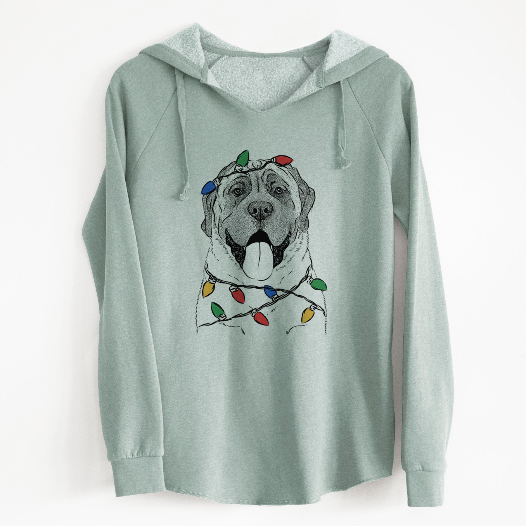 Christmas Lights Remmie the English Mastiff - Cali Wave Hooded Sweatshirt
