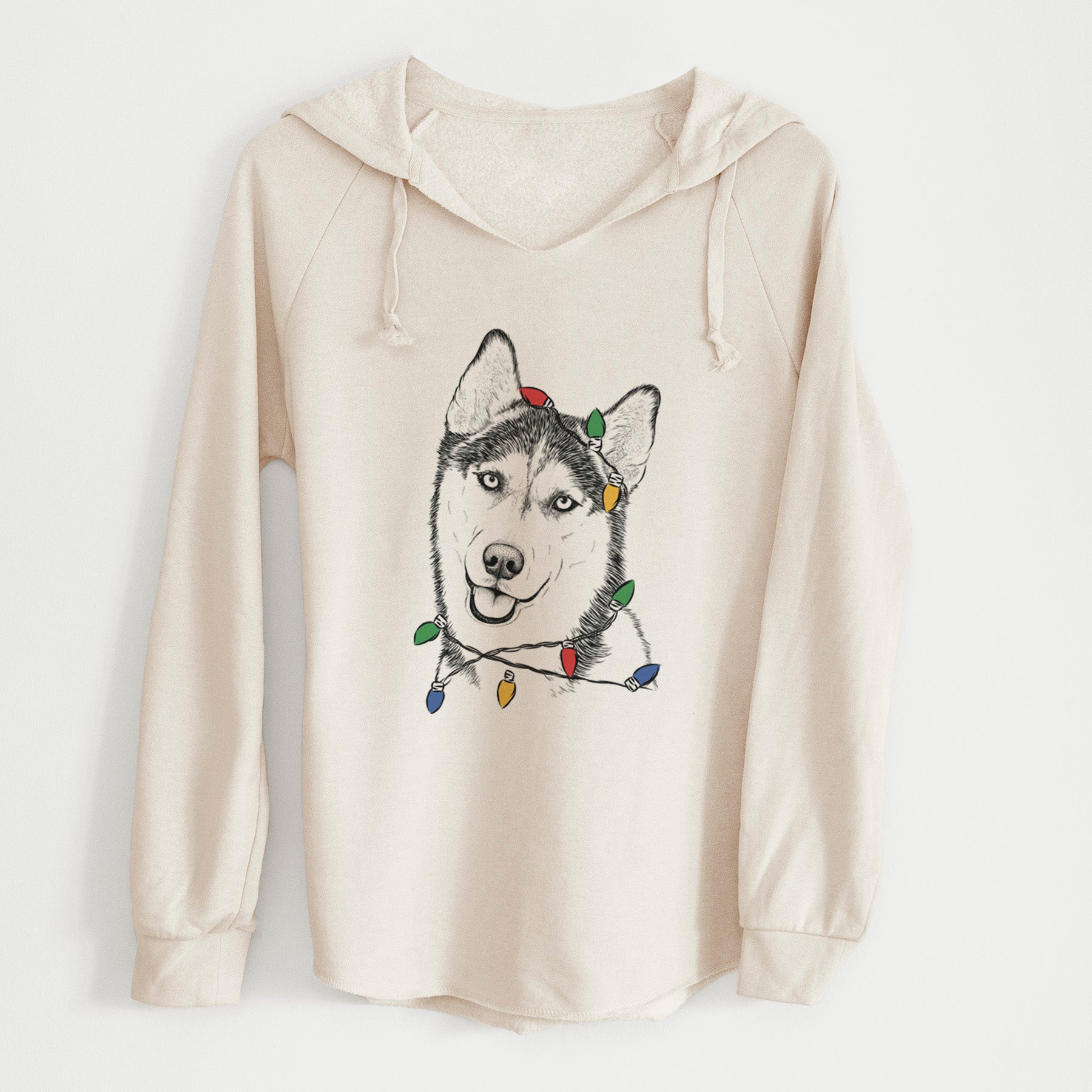 Christmas Lights Remmie the Siberian Husky - Cali Wave Hooded Sweatshirt