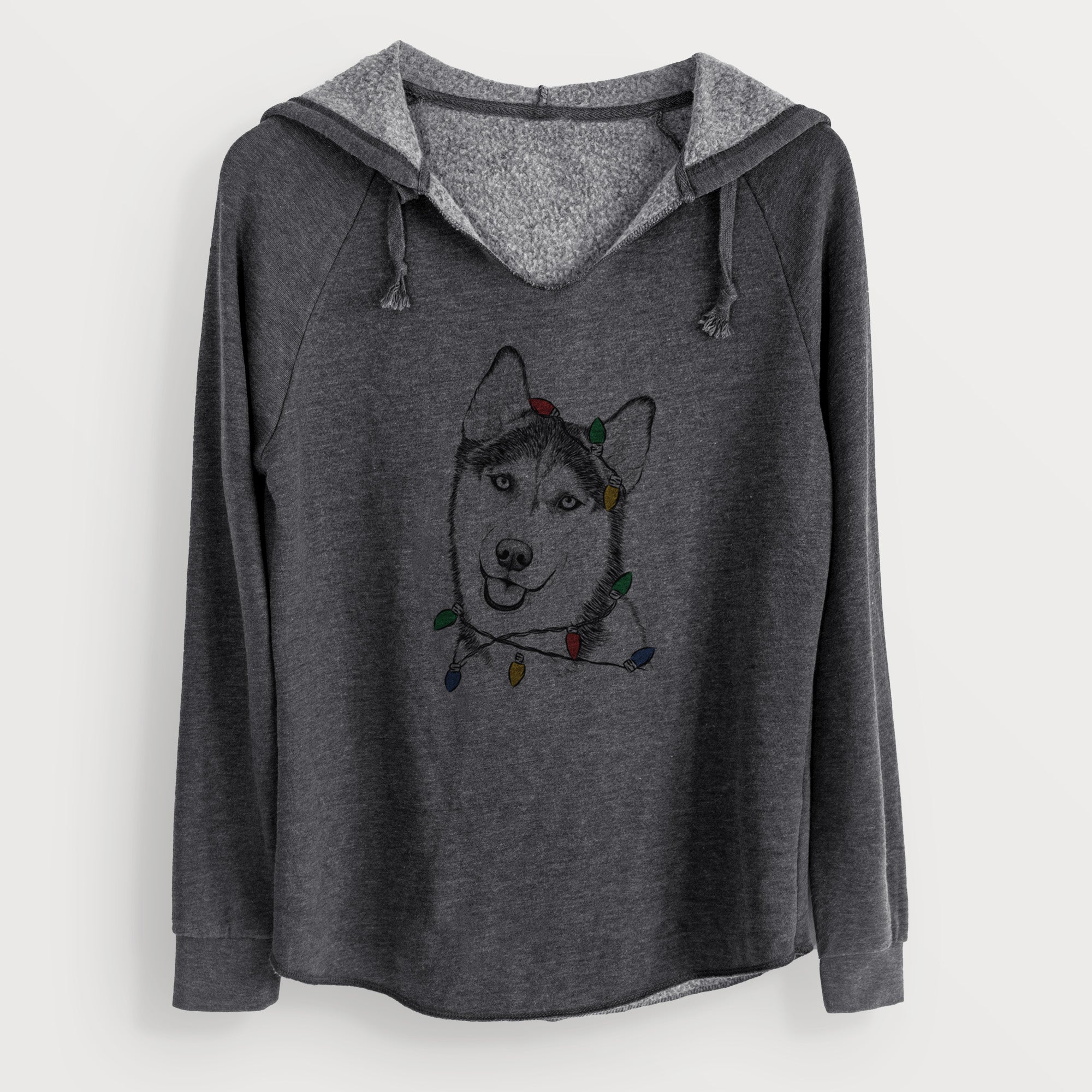 Christmas Lights Remmie the Siberian Husky - Cali Wave Hooded Sweatshirt