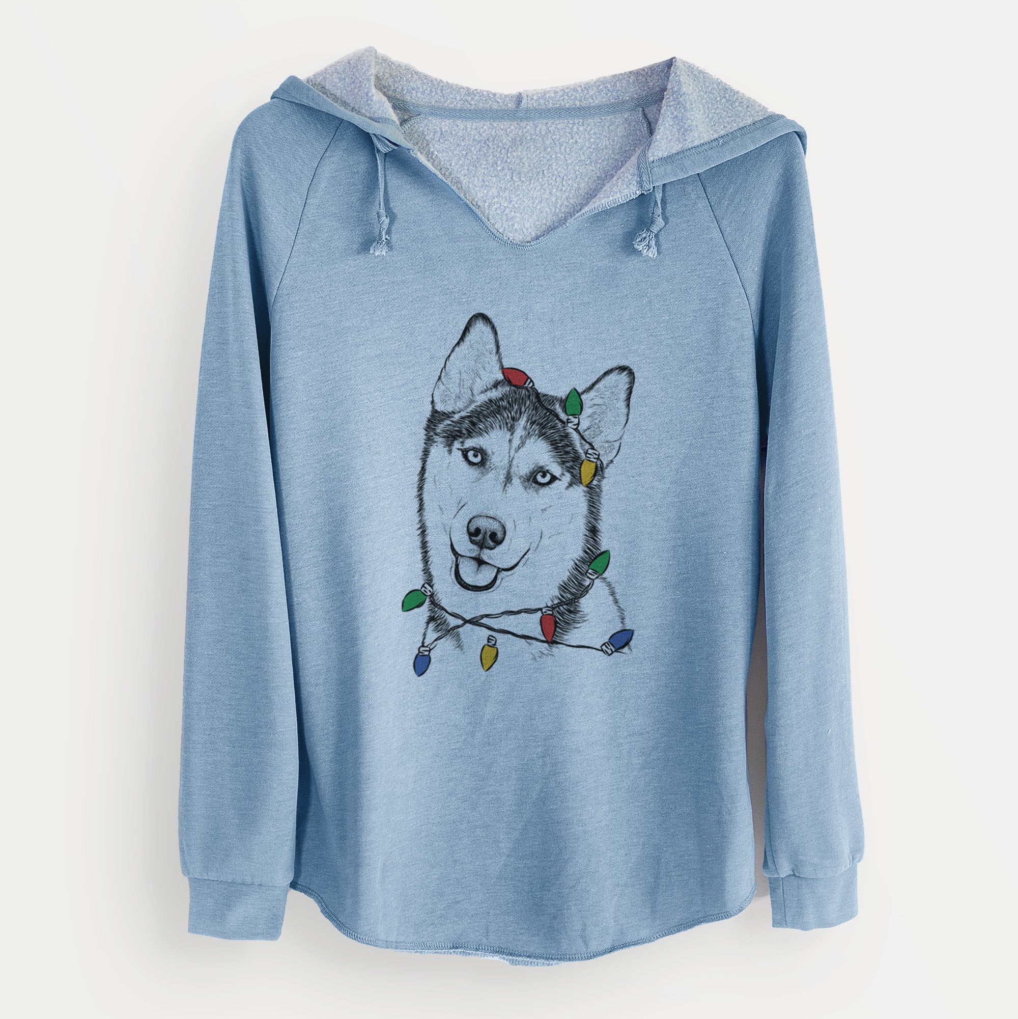 Christmas Lights Remmie the Siberian Husky - Cali Wave Hooded Sweatshirt