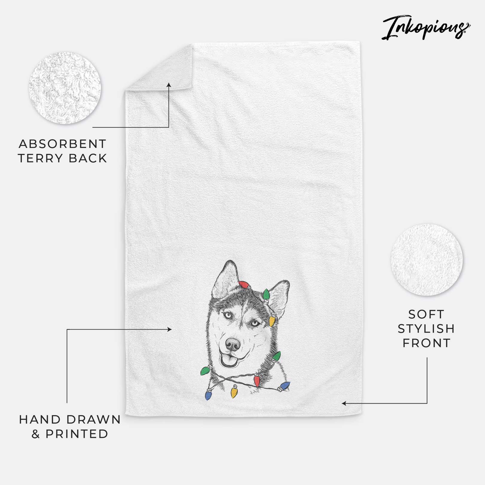 Remmie the Siberian Husky Decorative Hand Towel