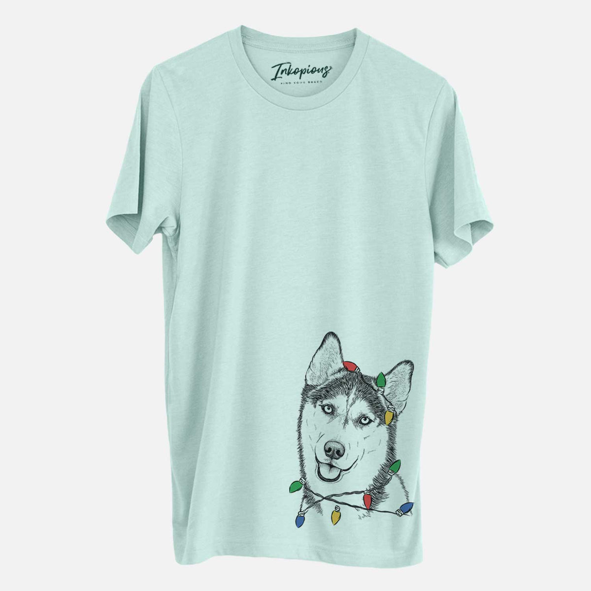 Christmas Lights Remmie the Siberian Husky - Unisex Crewneck