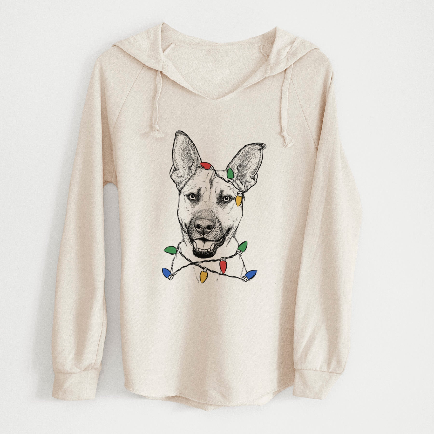 Christmas Lights Remus the German Shepherd Mix - Cali Wave Hooded Sweatshirt