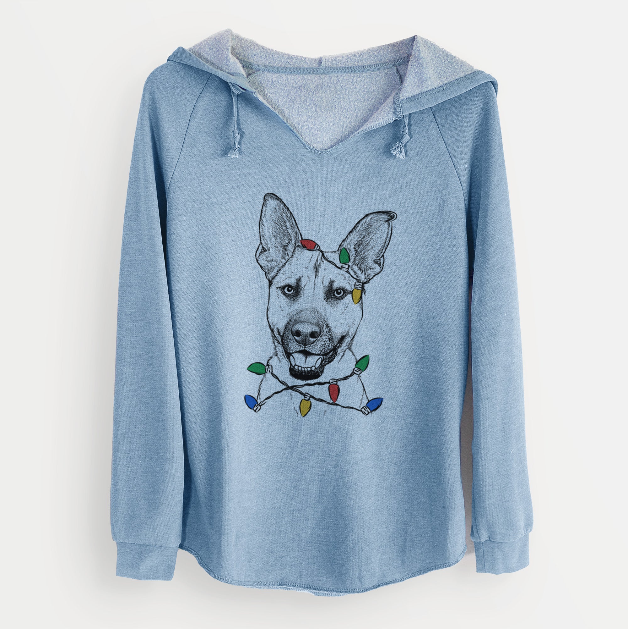 Christmas Lights Remus the German Shepherd Mix - Cali Wave Hooded Sweatshirt