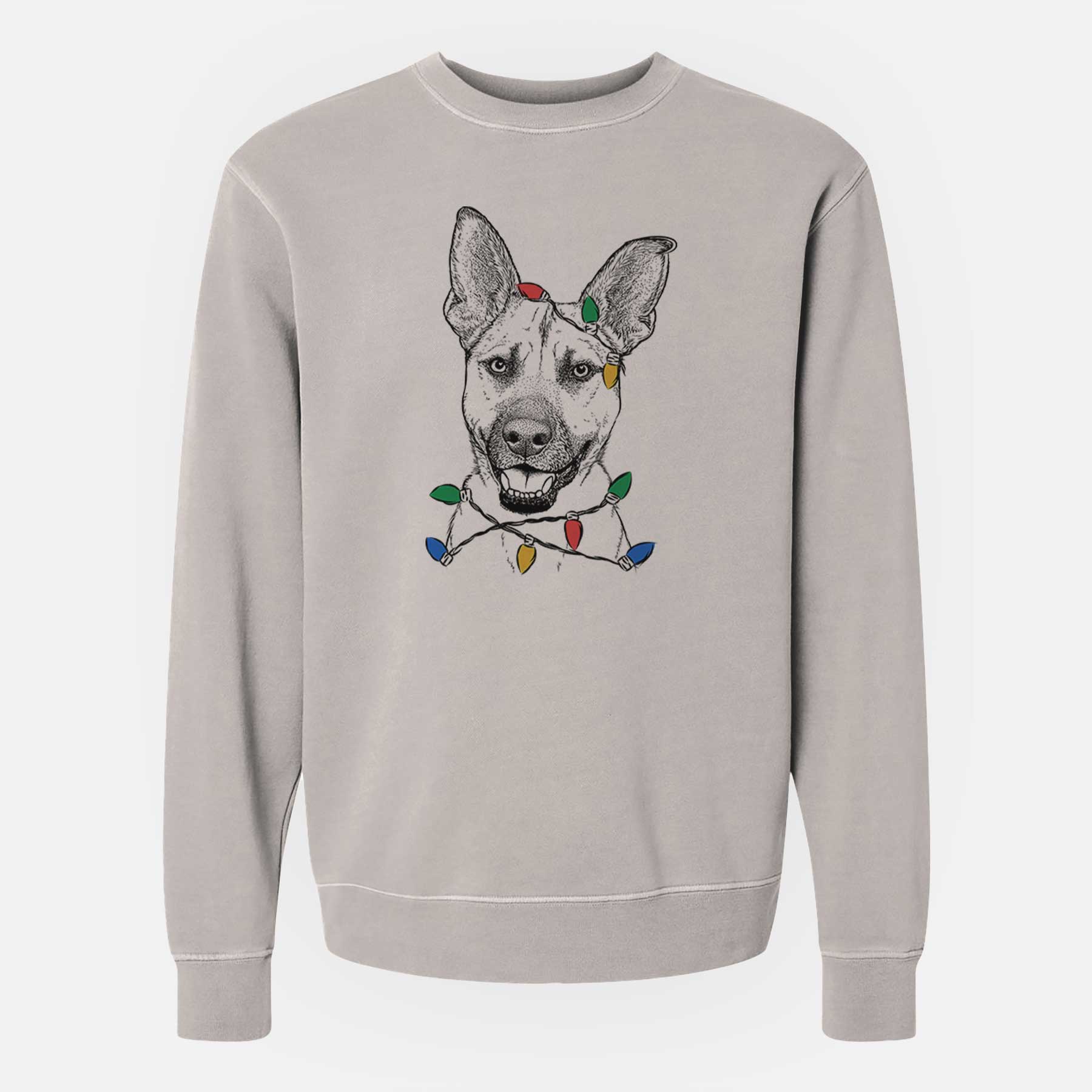 Christmas Lights Remus the German Shepherd Mix - Unisex Pigment Dyed Crew Sweatshirt