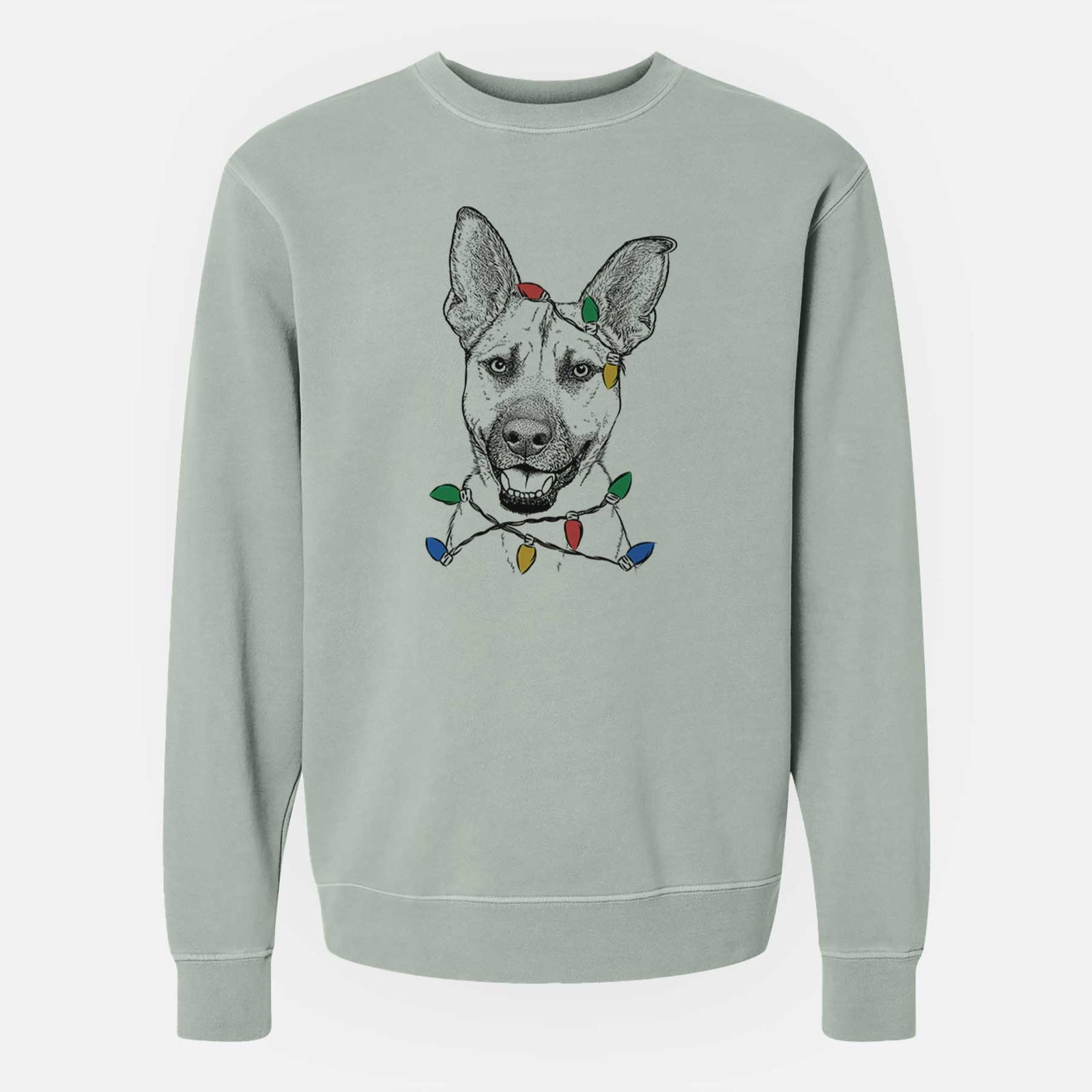 Christmas Lights Remus the German Shepherd Mix - Unisex Pigment Dyed Crew Sweatshirt