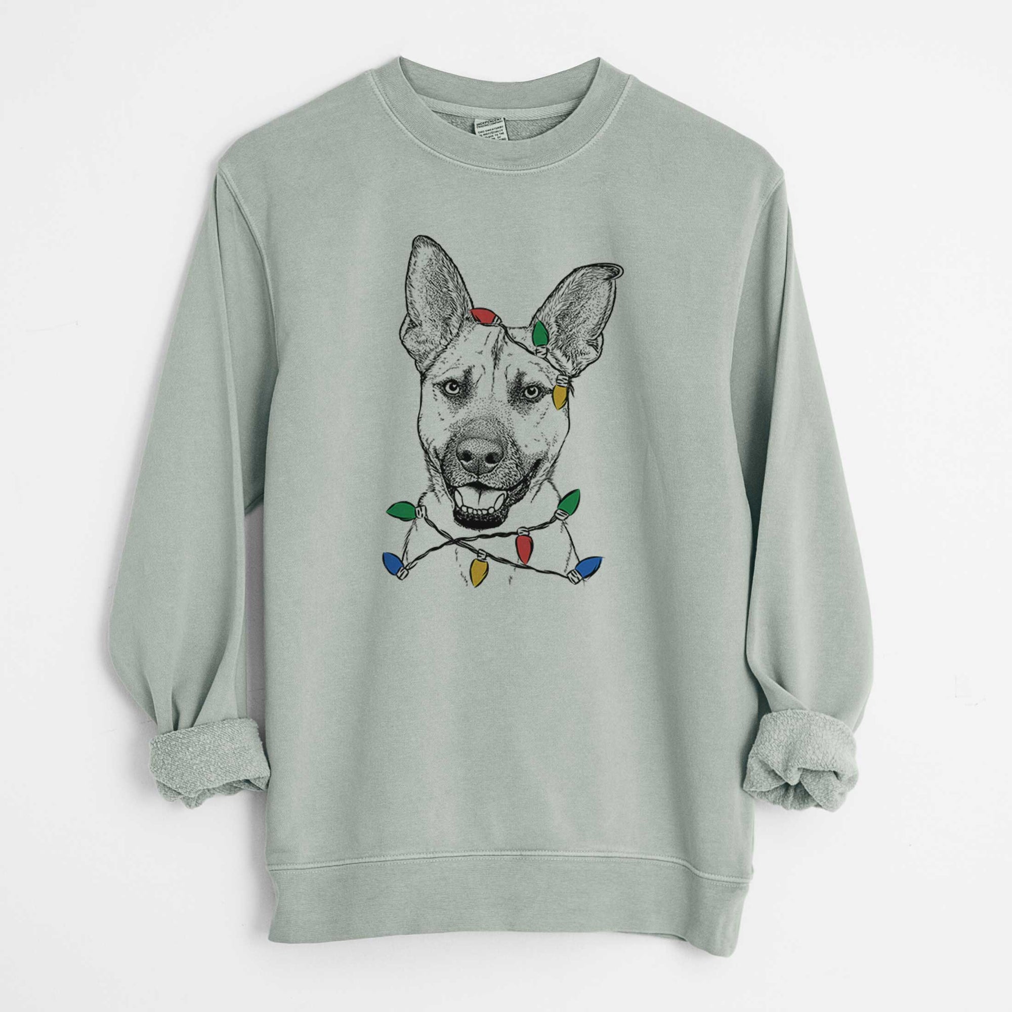 Christmas Lights Remus the German Shepherd Mix - Unisex Pigment Dyed Crew Sweatshirt