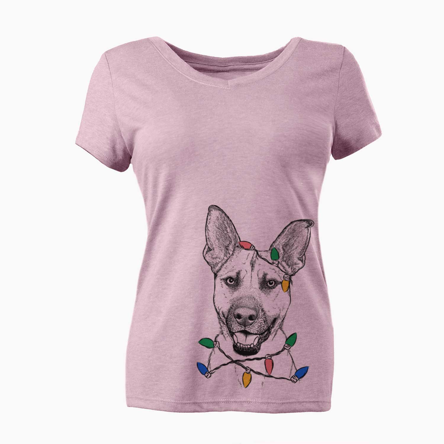 Christmas Lights Remus the German Shepherd Mix - Women's V-neck Shirt